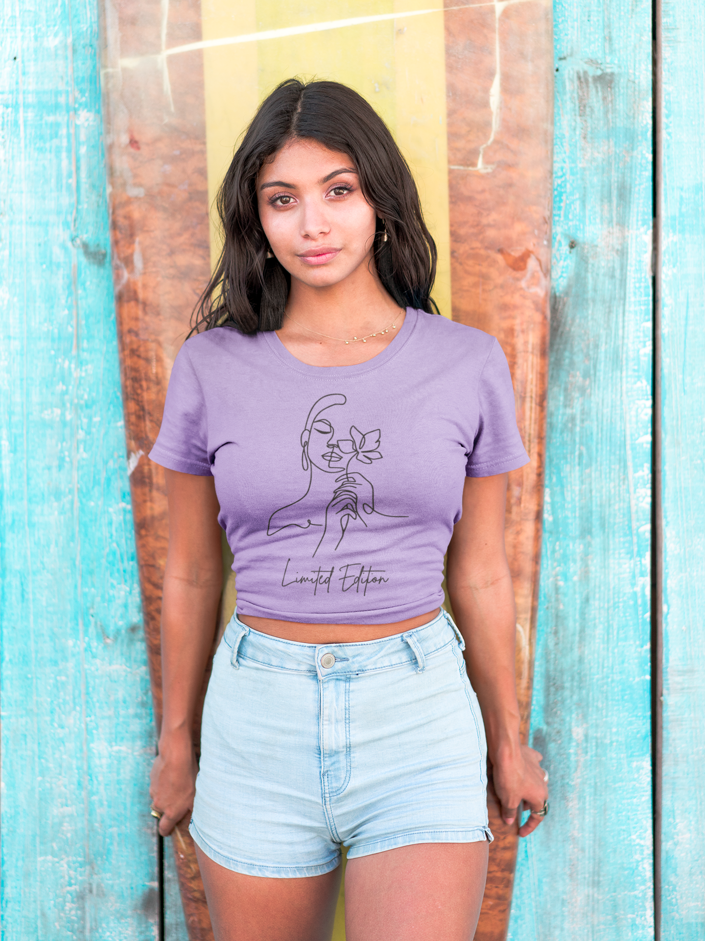 Limited Edition crop top for women with Minimalistic Women with Flower Design