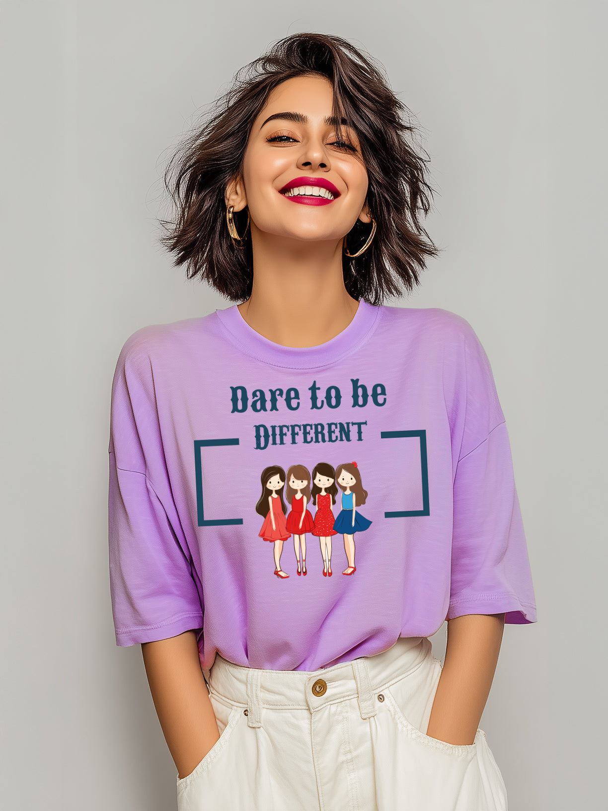' Dare to be Different' Cotton Women's Oversized T-Shirt