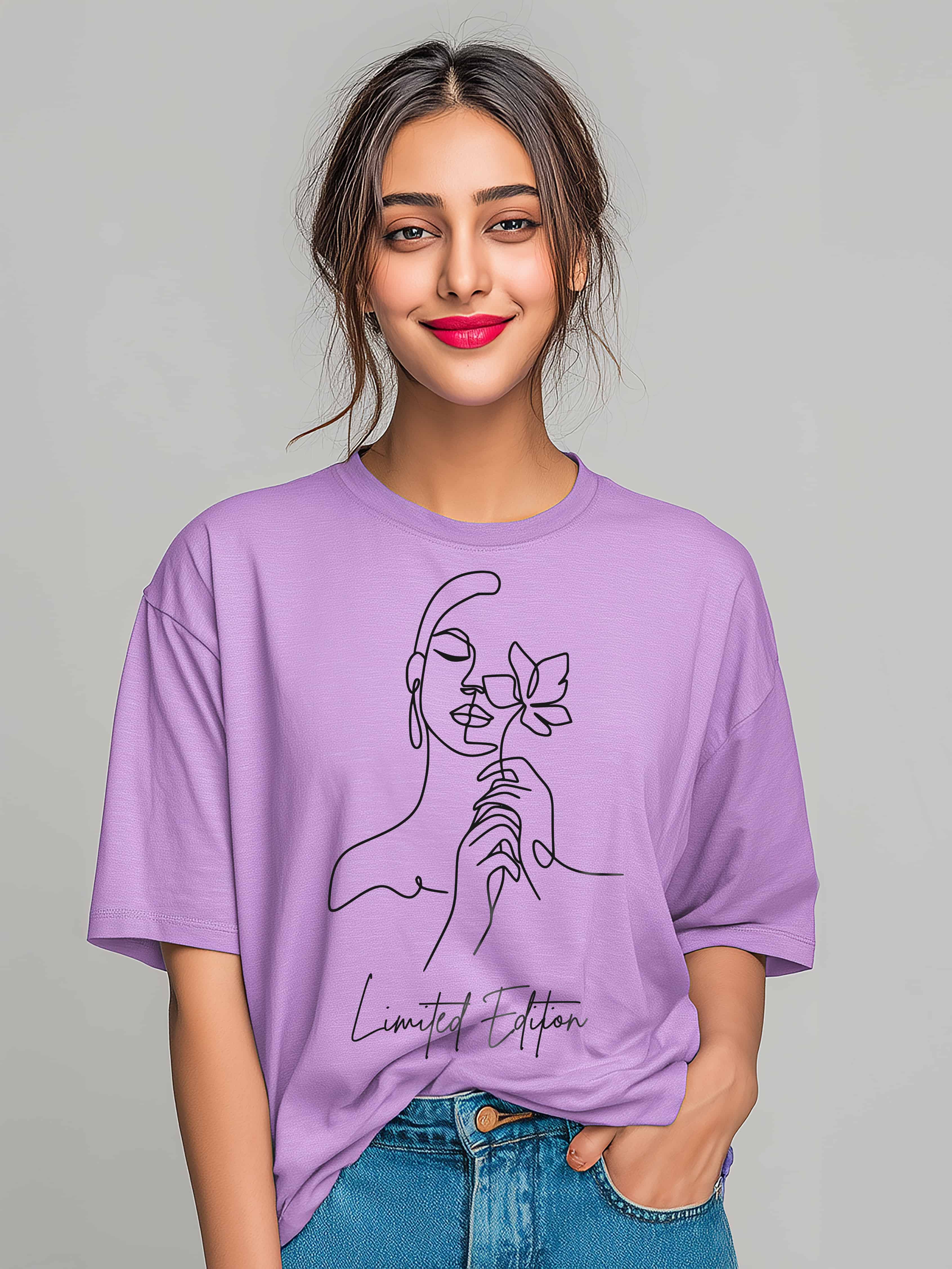 Limited Edition Women's Oversized Cotton T-shirt with Minimalistic Women