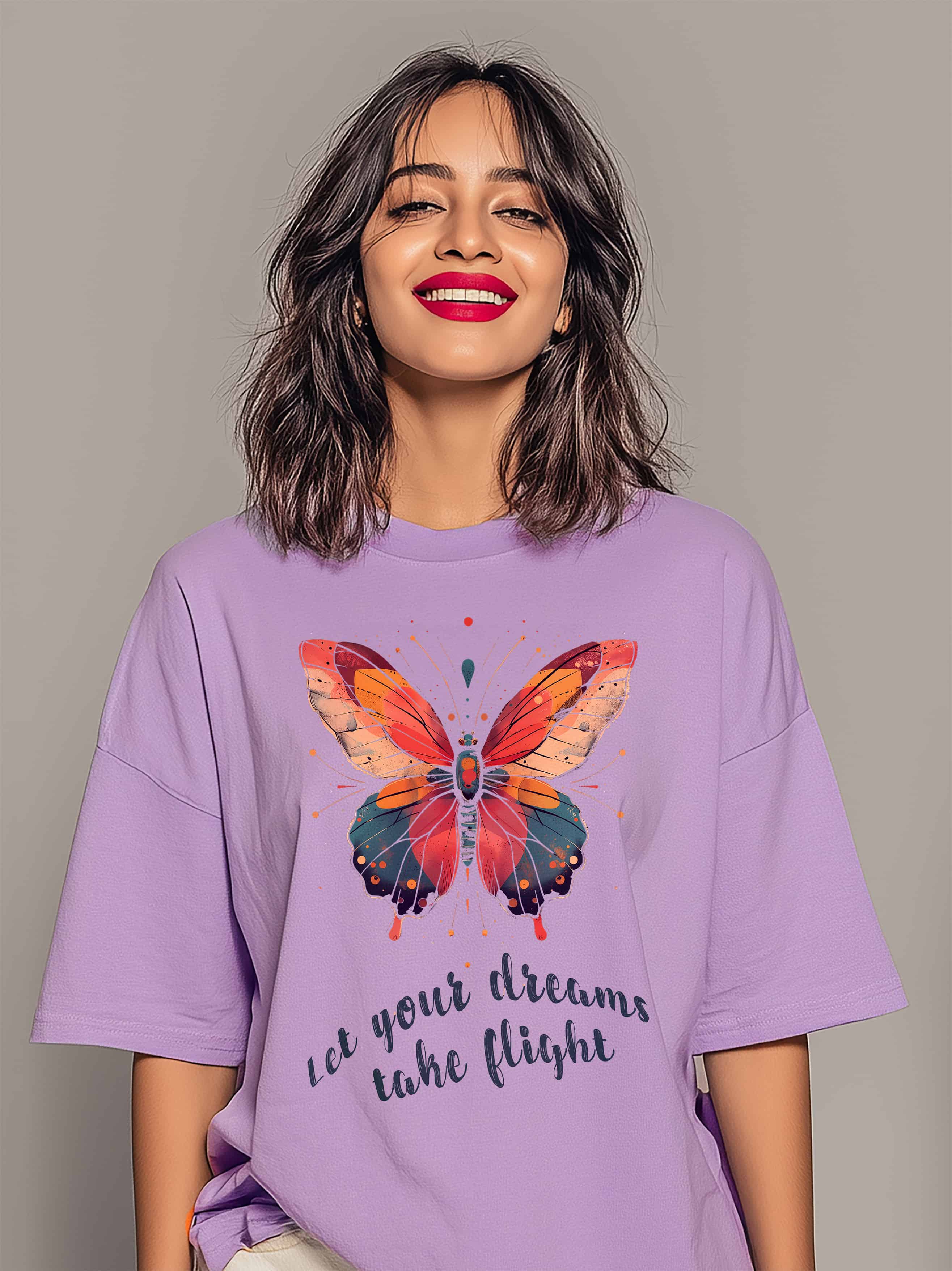Butterfly Artwork Watercolor Premium Oversized Cotton Tshirt