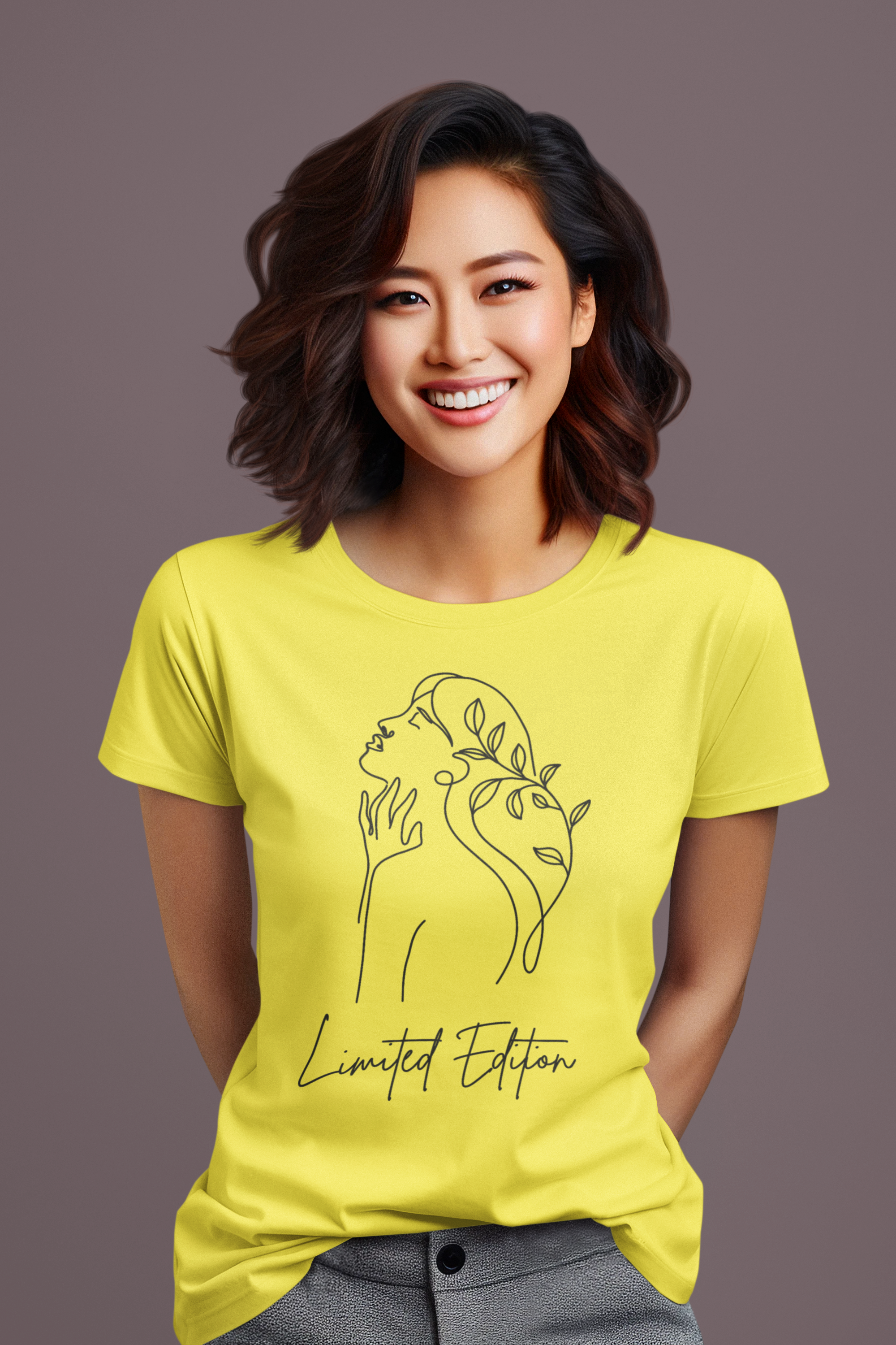 Women's  Limited Edition Cotton tshirt with Woman Outline Design