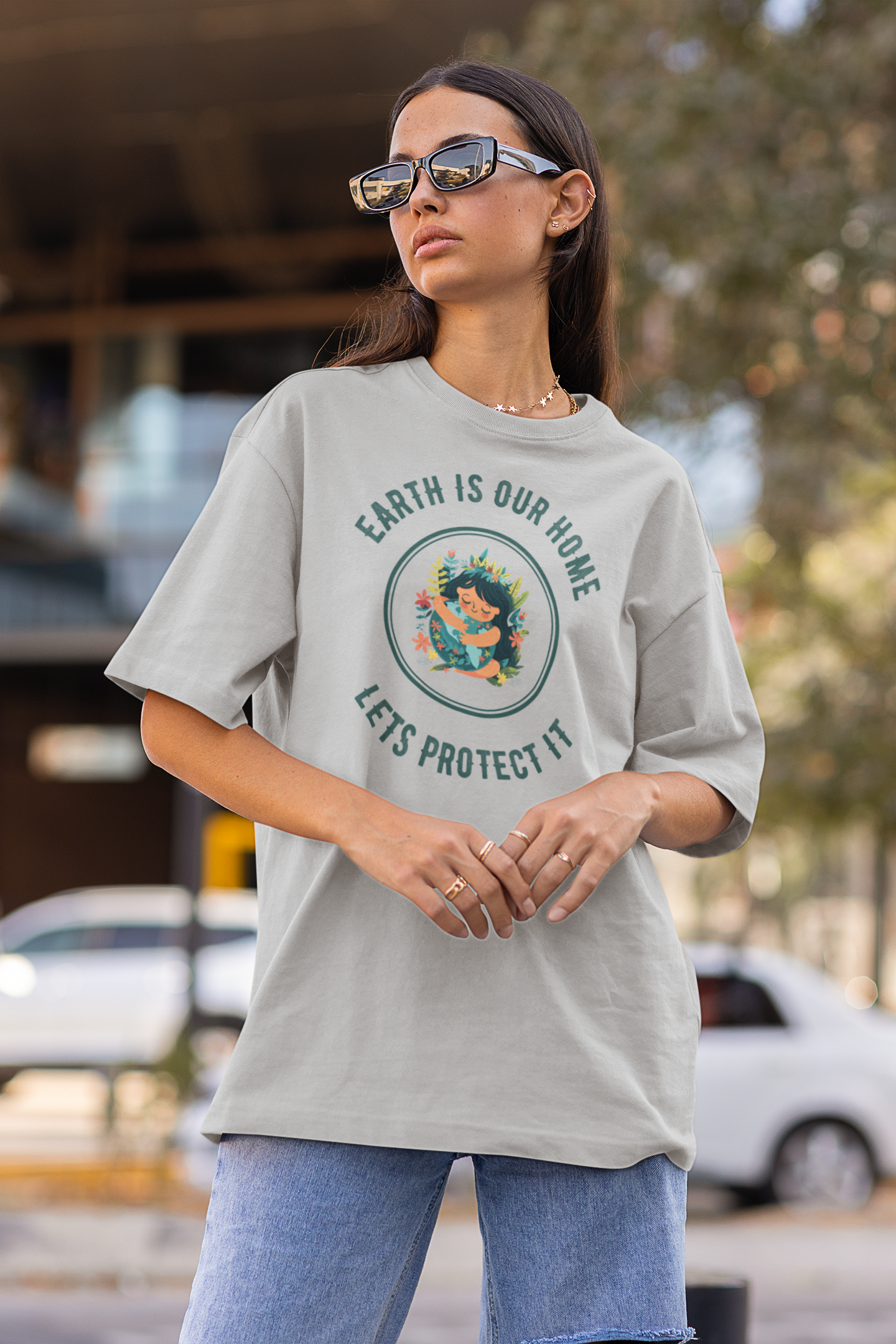 "Earth Is Our Home: Let's Protect It"Women's Cotton Oversized T-Shirt