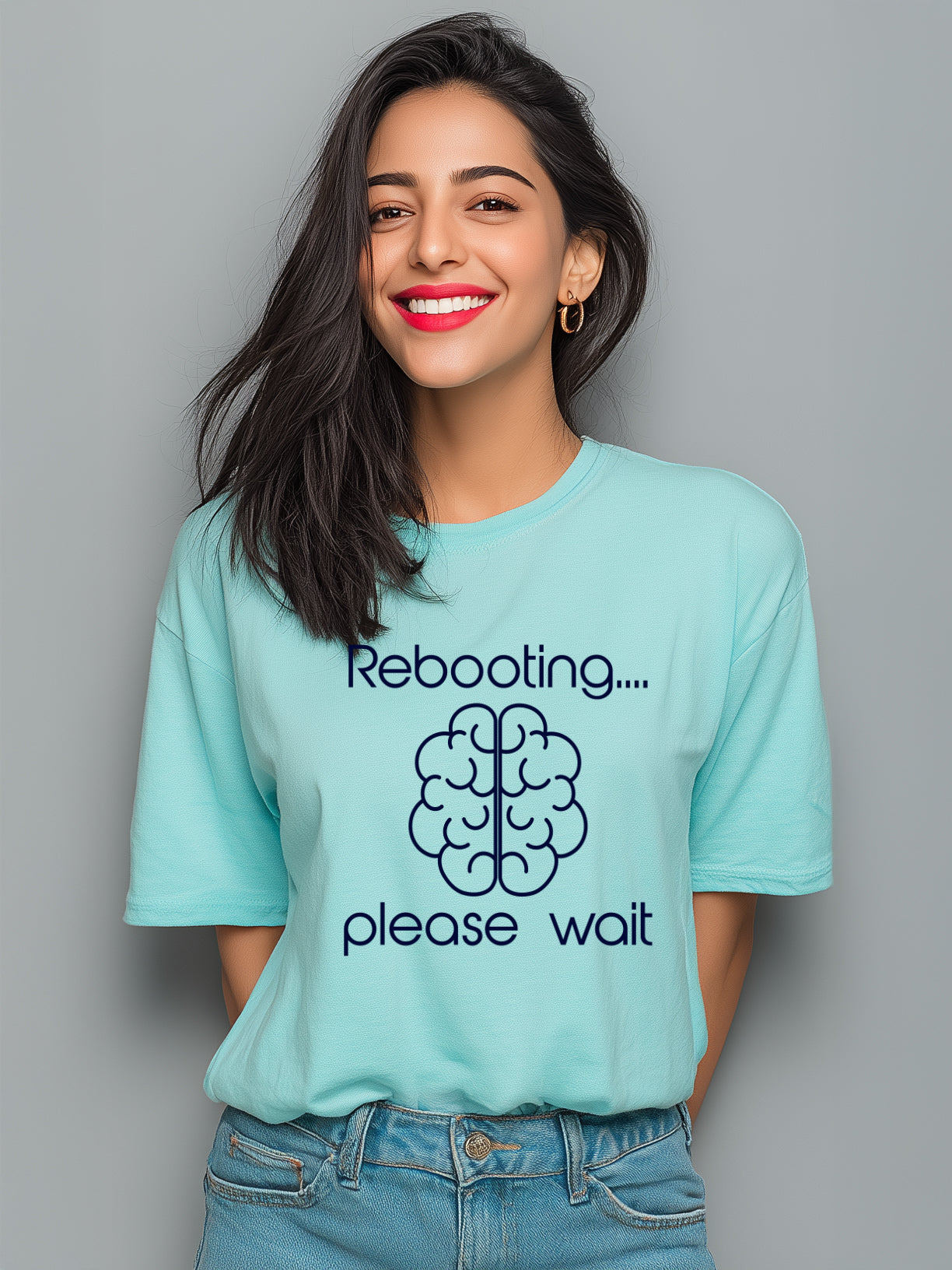Women's Cotton Oversized Tee - Rebooting... Please Wait