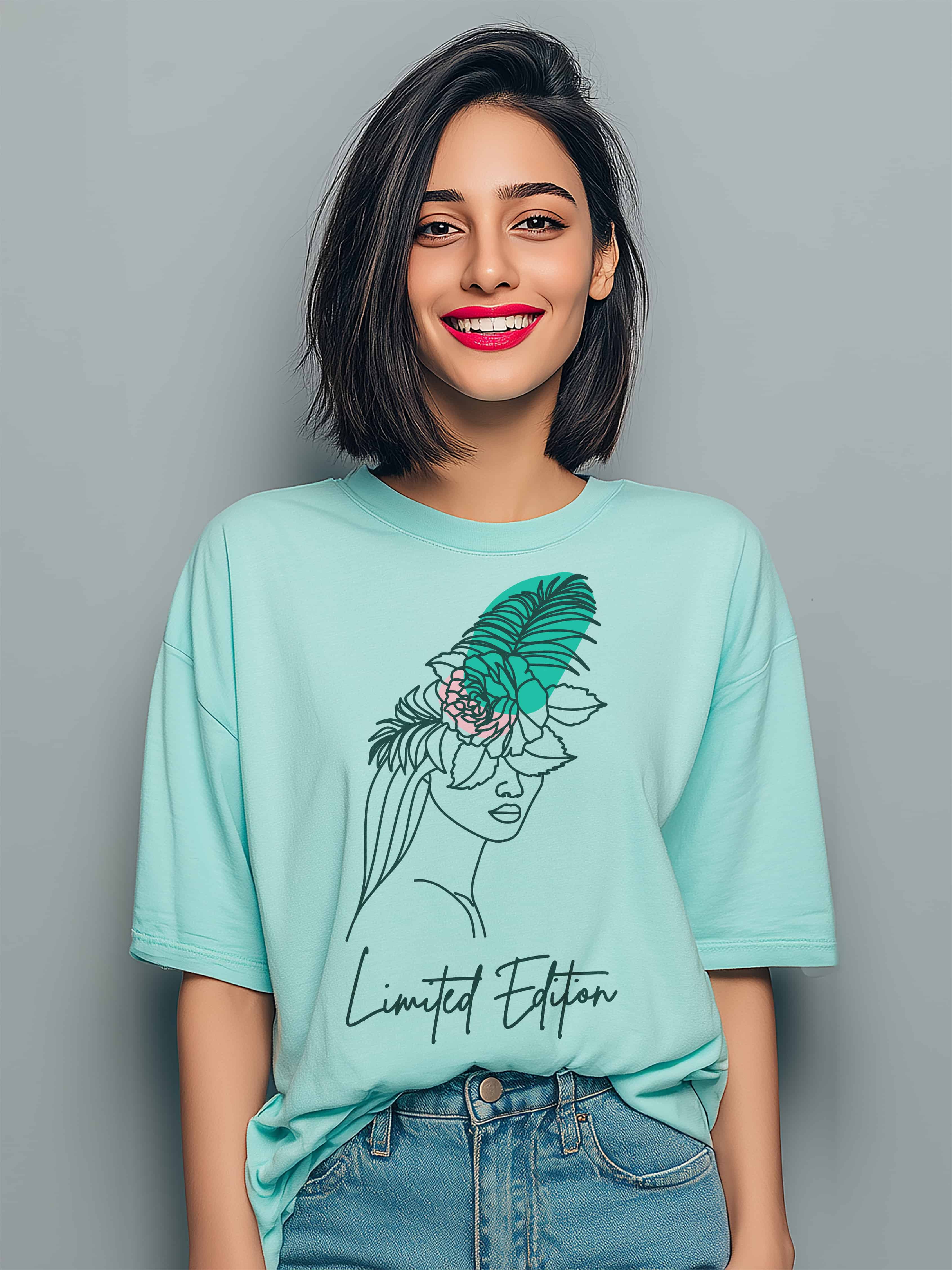 Floral Crown Line Art Design- Limited Edition Women's Cotton T-Shirt