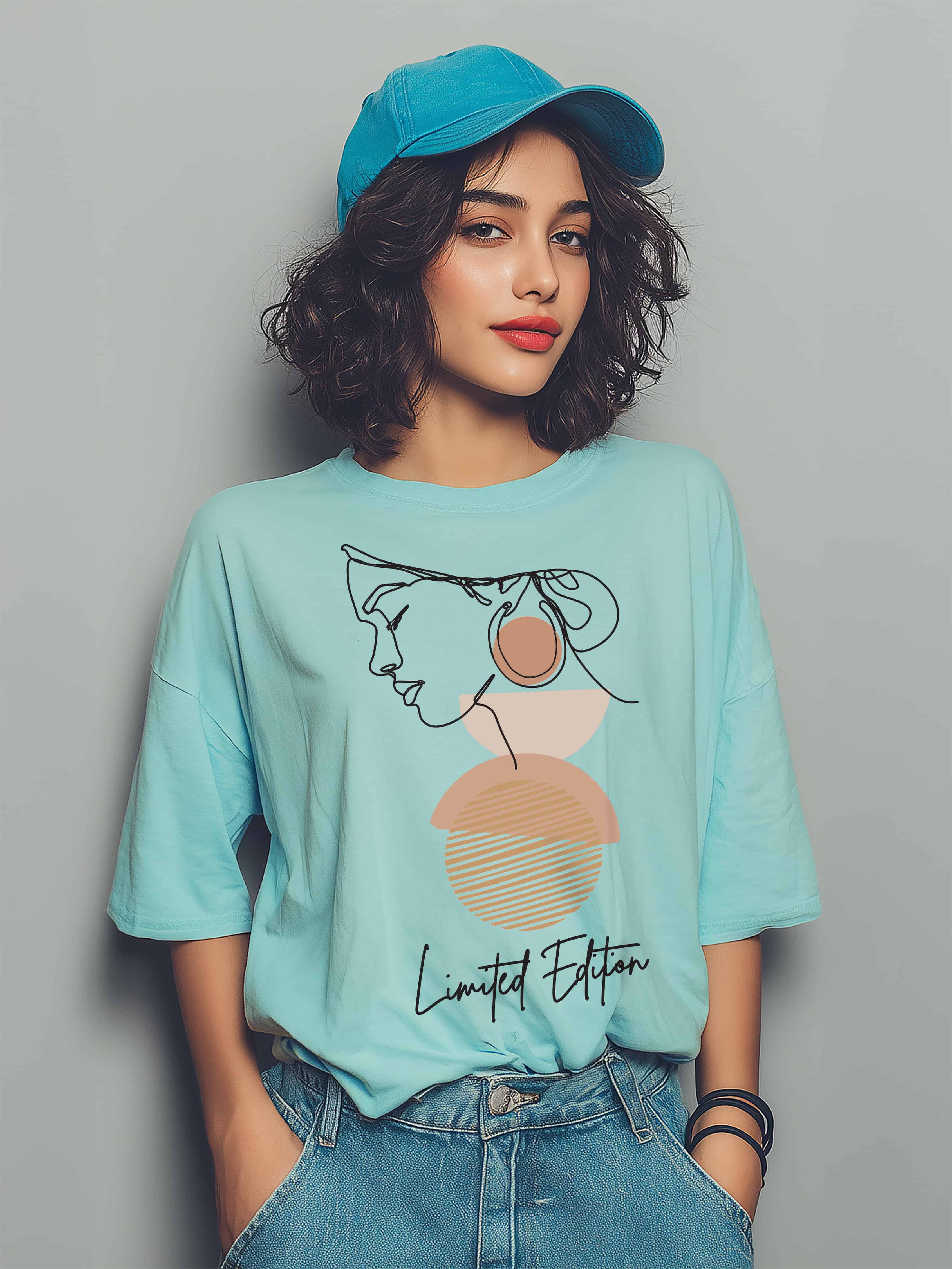Modern Afro-Abstract Line Art Design- Limited Edition Women's Oversized Cotton T-Shirt