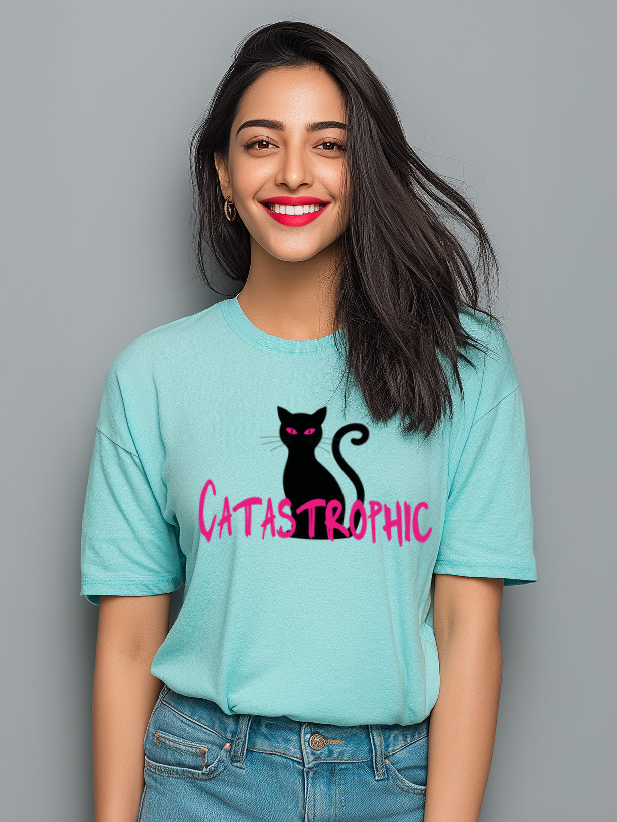 Catastrophic Cat Cotton Oversized Women's Tee