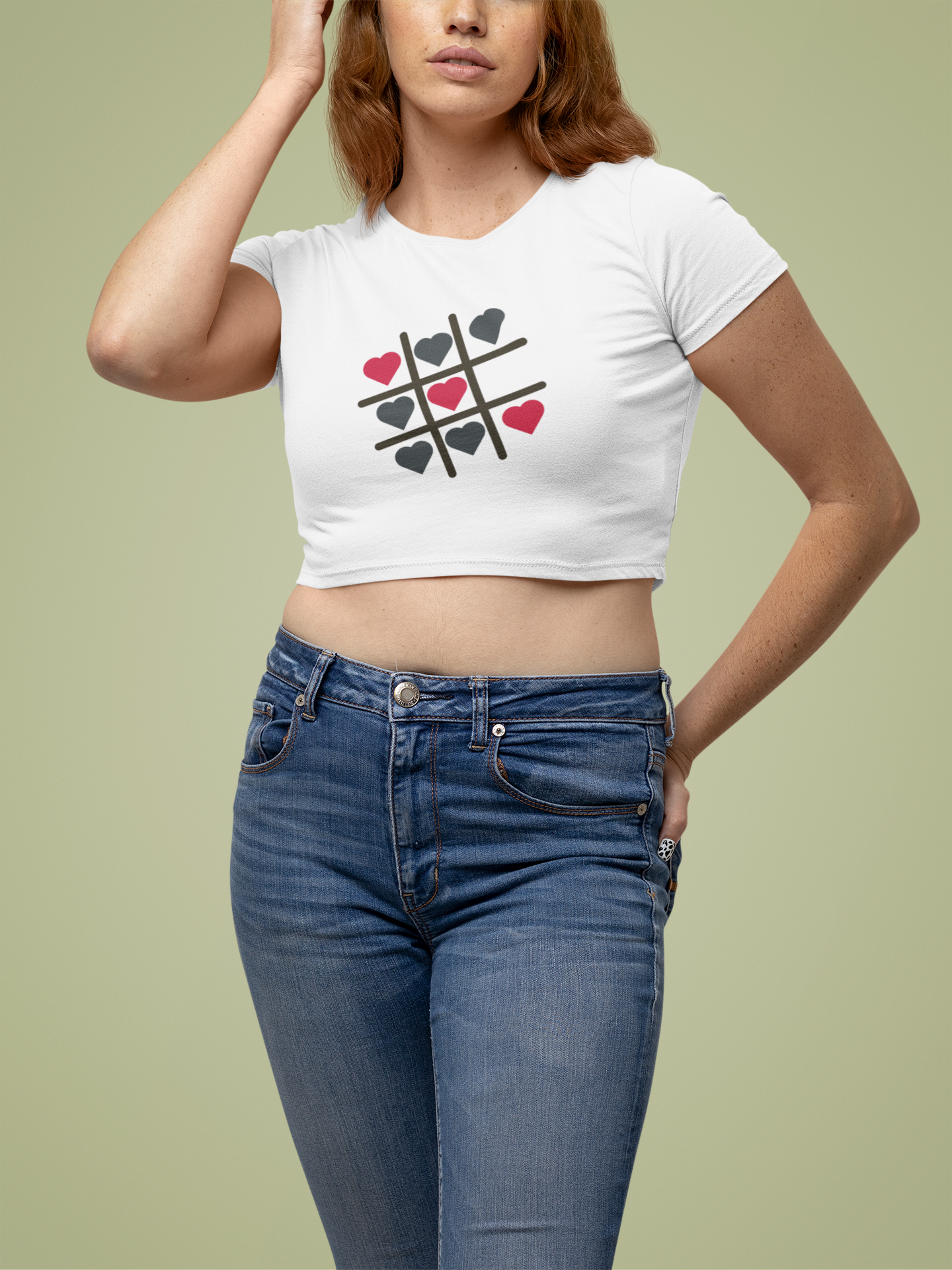 Women's 'Tic Tac Toe' delight cotton Crop top