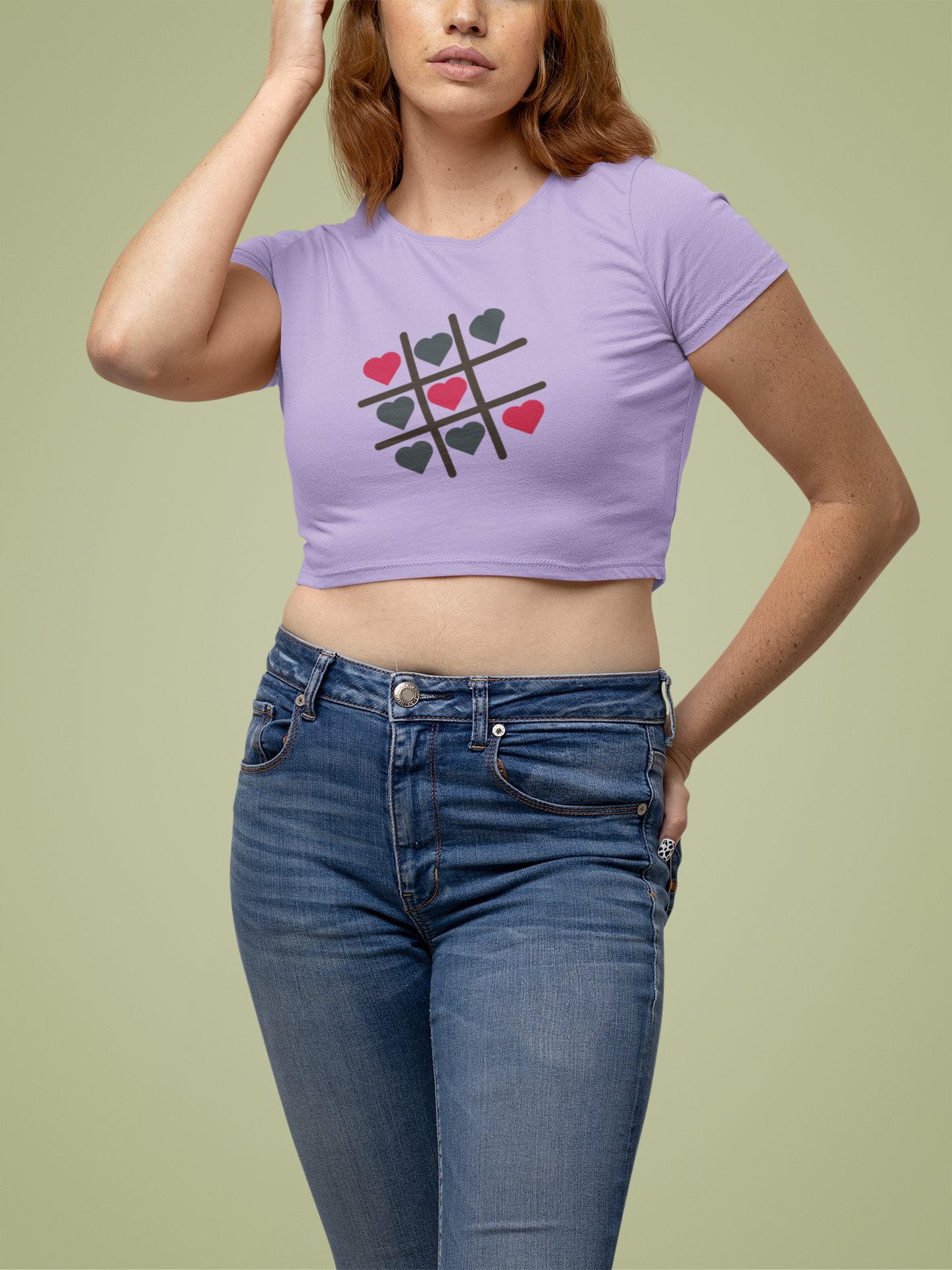 Women's 'Tic Tac Toe' delight cotton Crop top