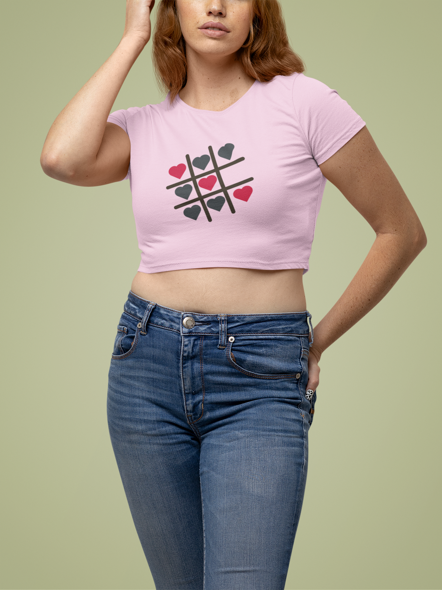 Women's 'Tic Tac Toe' delight cotton Crop top