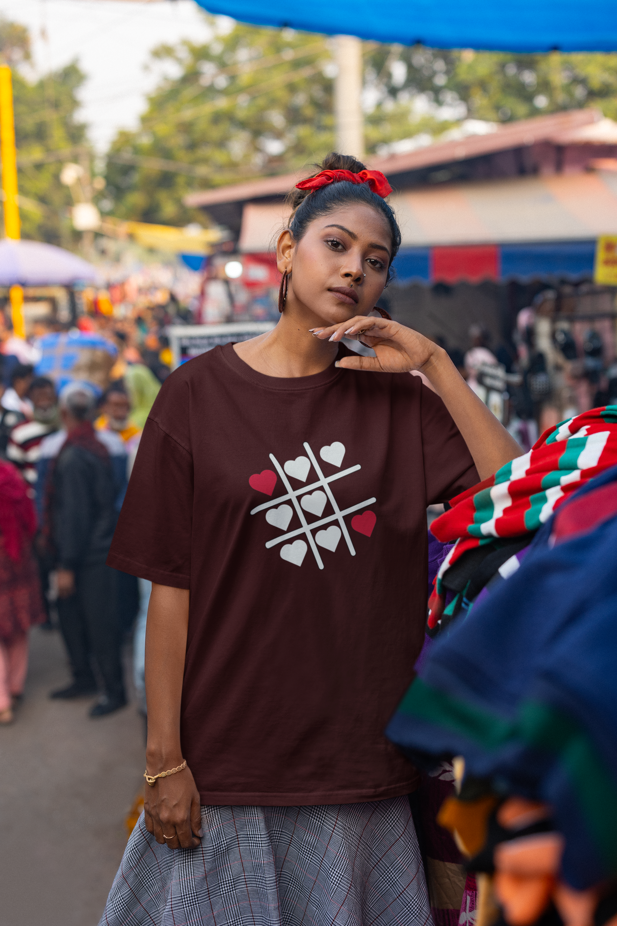 'Tic tac toe' Women's Oversized Cotton T-Shirt