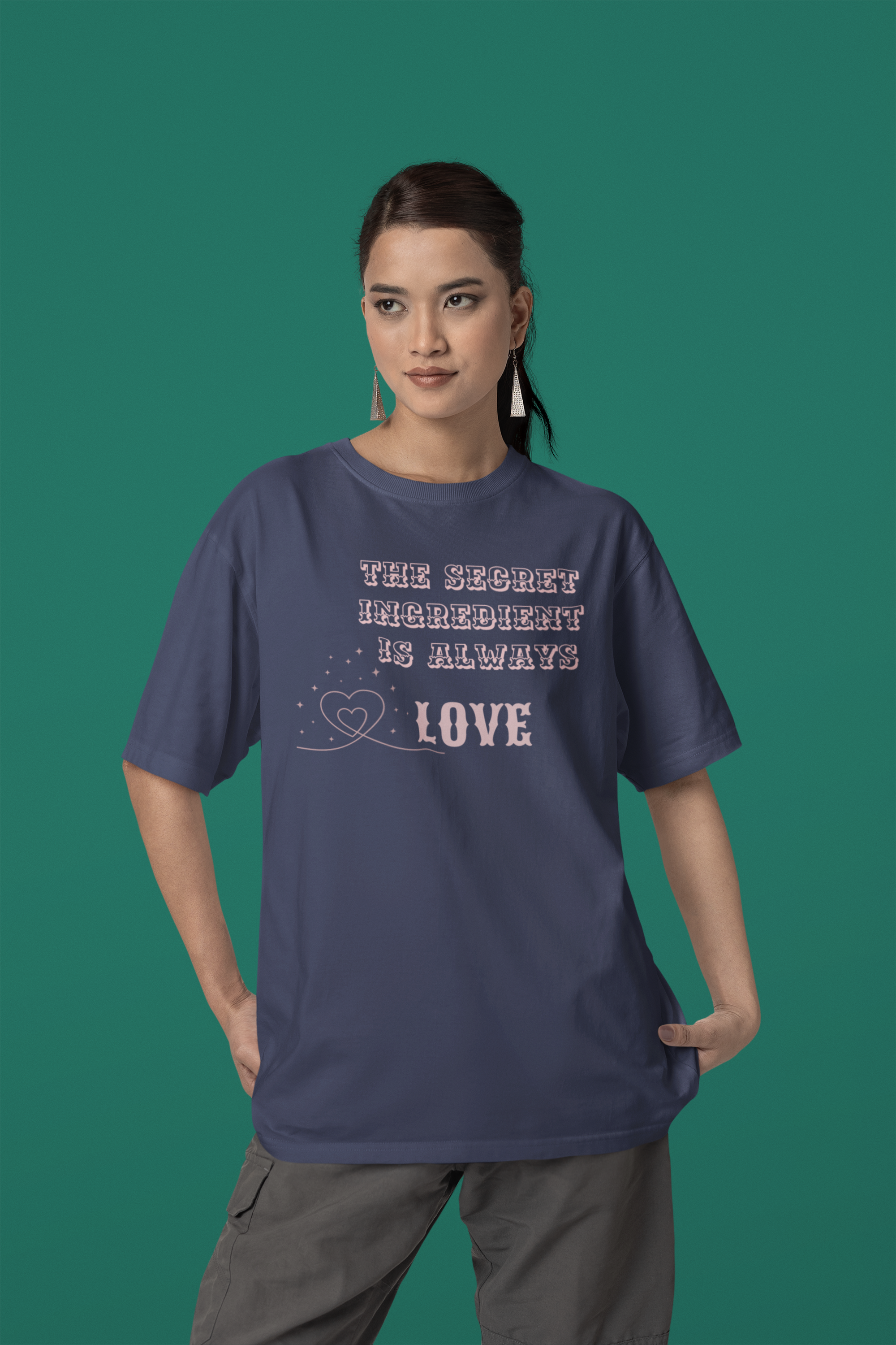 The Secret Ingredient is Love - Cotton Oversized Women's Tee|Storeily