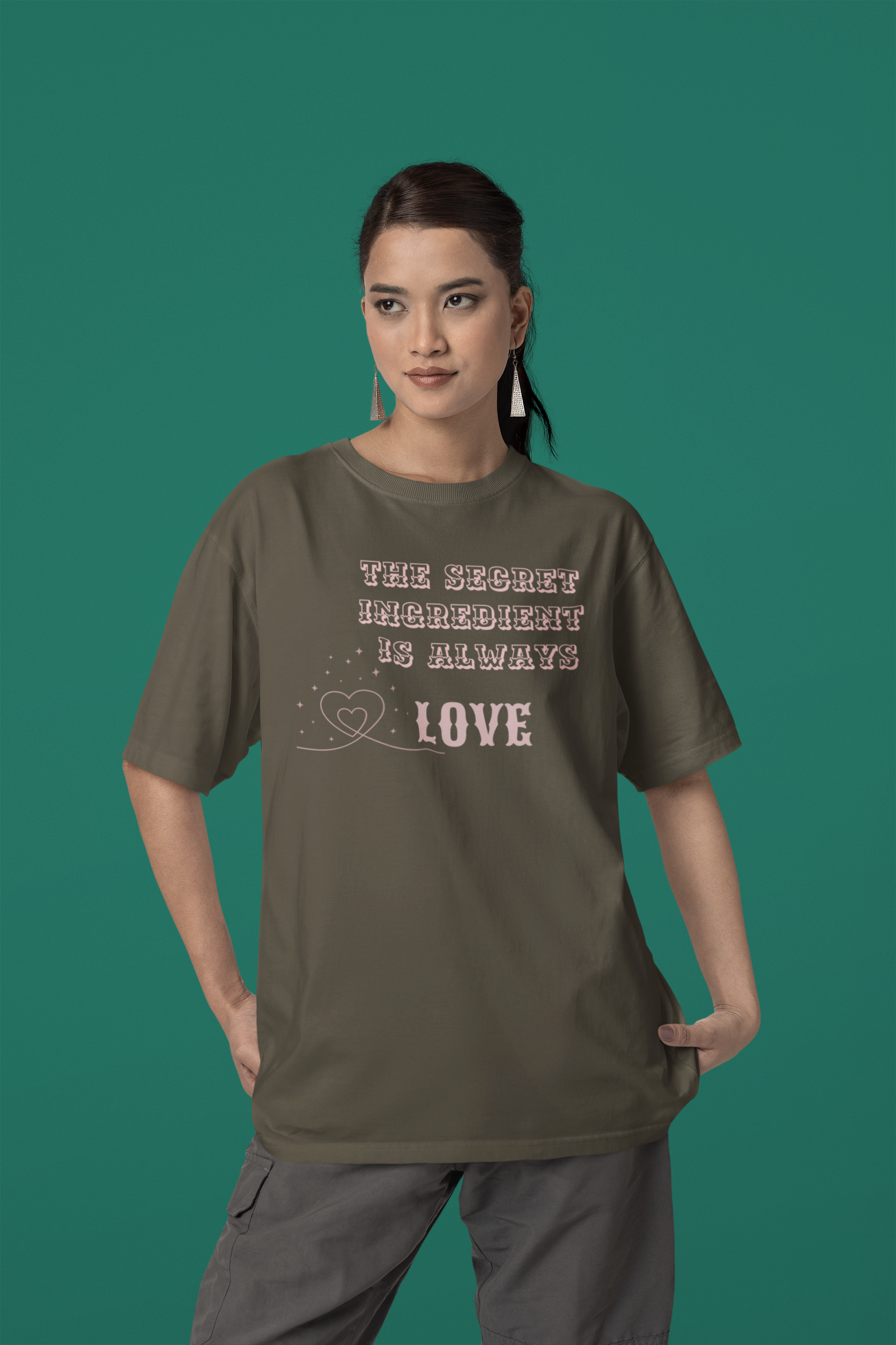 The Secret Ingredient is Love - Cotton Oversized Women's Tee|Storeily