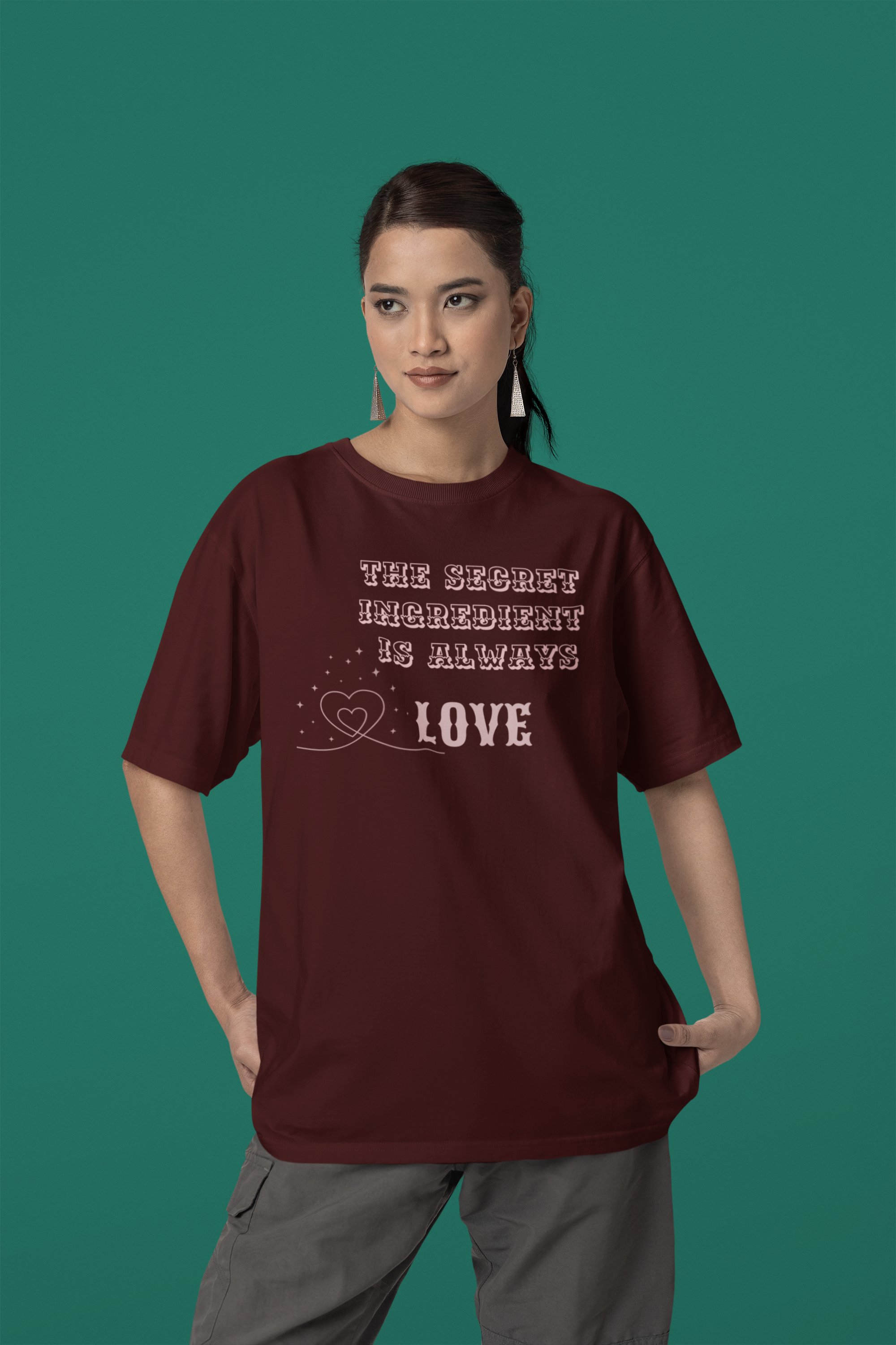 The Secret Ingredient is Love - Cotton Oversized Women's Tee|Storeily