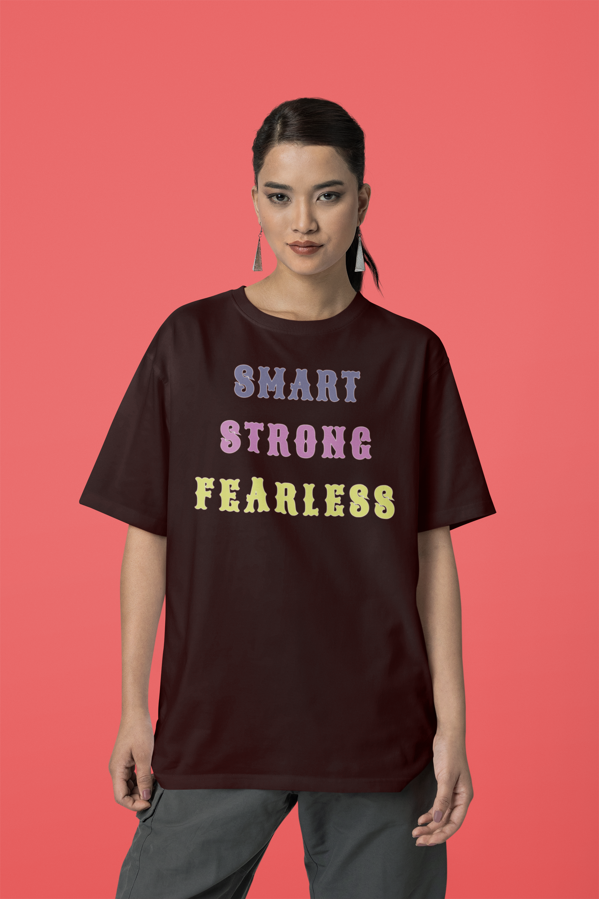 'Smart Strong Fearless' Cotton Oversized T-Shirt