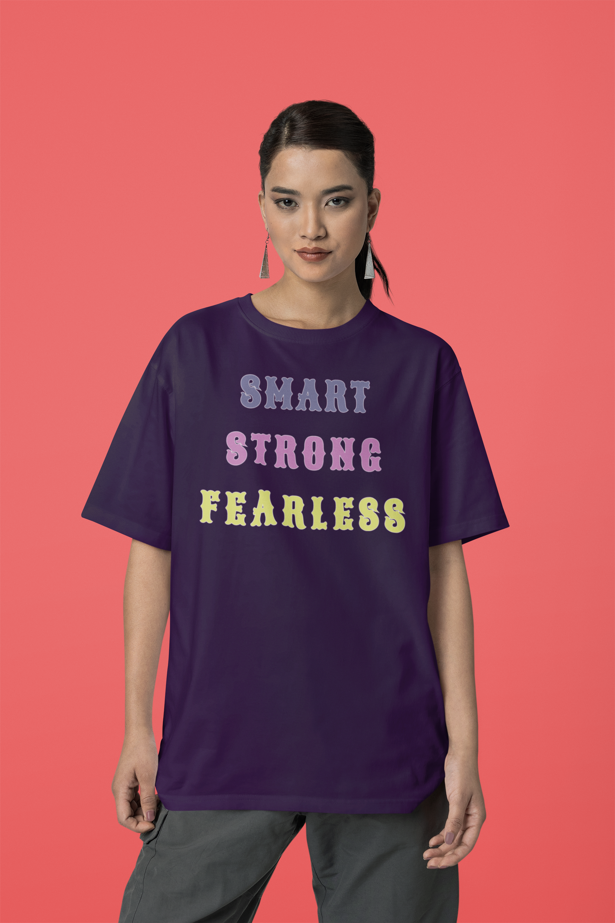 'Smart Strong Fearless' Cotton Oversized T-Shirt