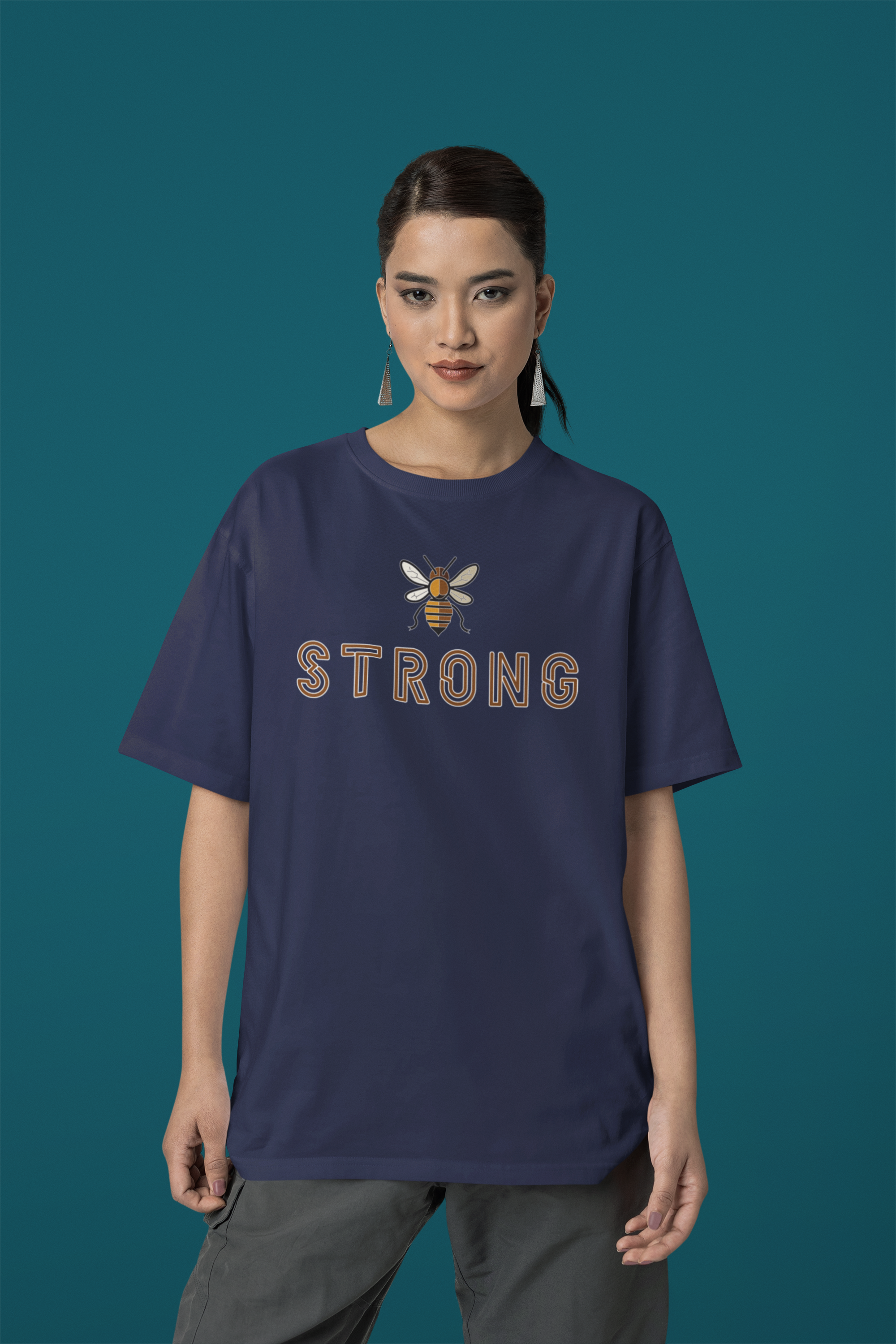 Empower Your Style with  Women's Cotton 'Be Strong' Oversized Tee