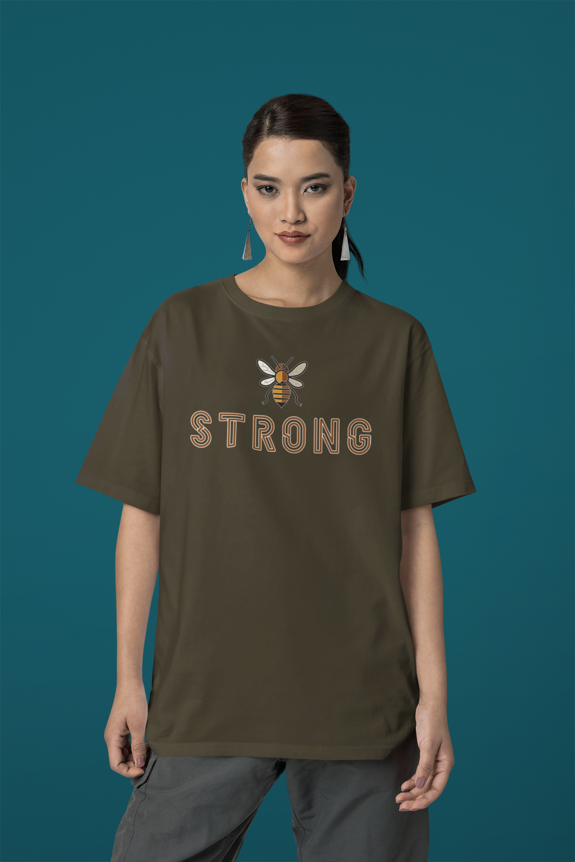 Empower Your Style with  Women's Cotton 'Be Strong' Oversized Tee