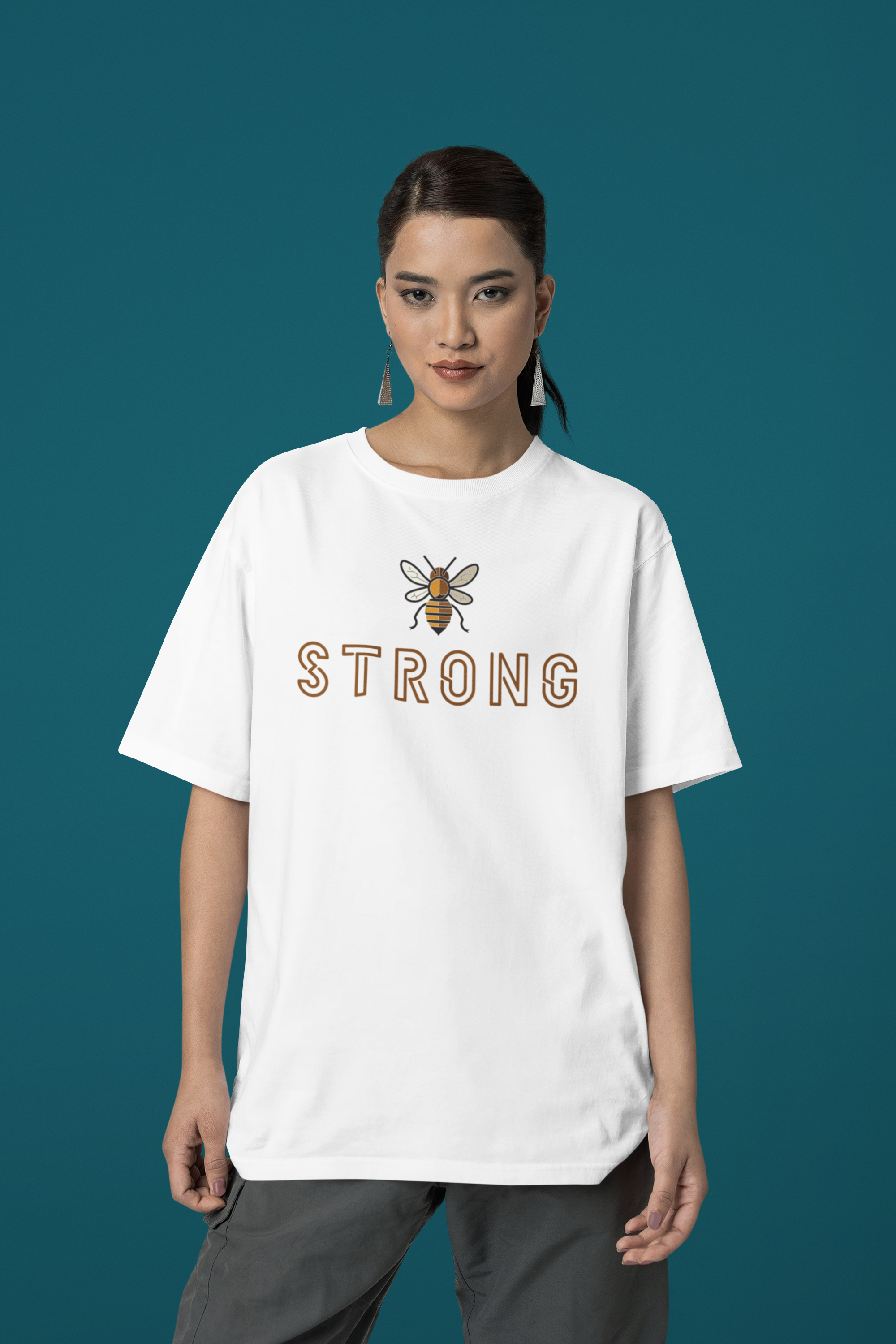 Empower Your Style with  Women's Cotton 'Be Strong' Oversized Tee | Storeily