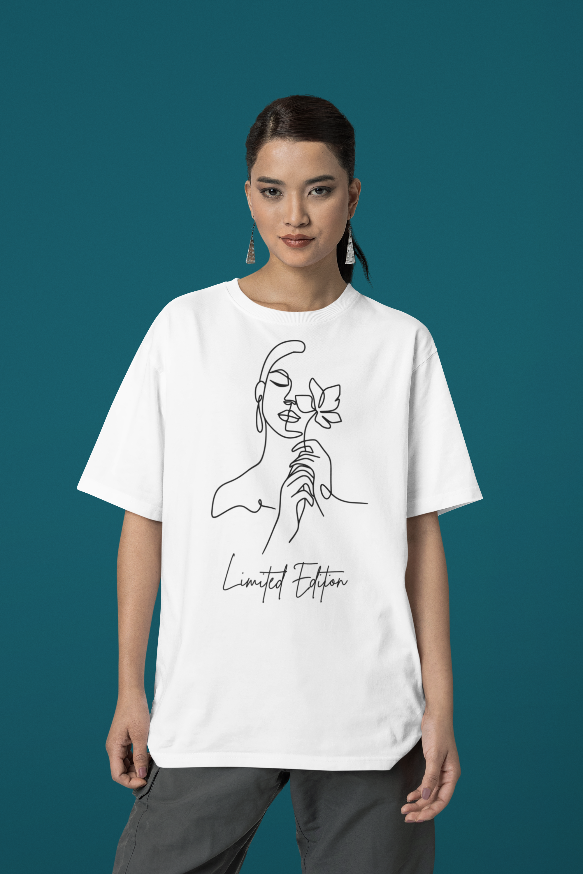 Limited Edition Women's Oversized Cotton T-shirt with Minimalistic Women