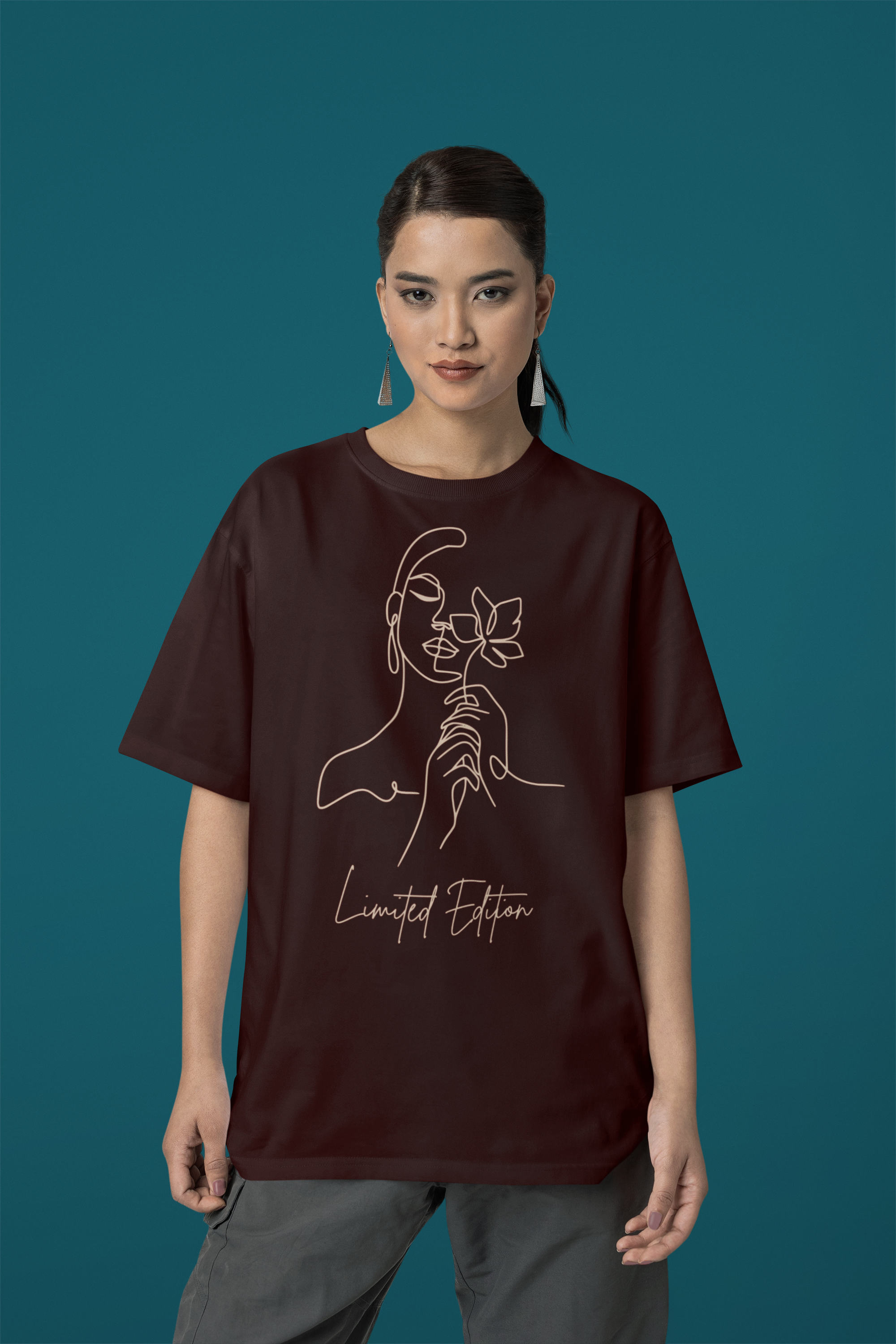 Limited Edition Women's Oversized Cotton T-shirt with Minimalistic Women