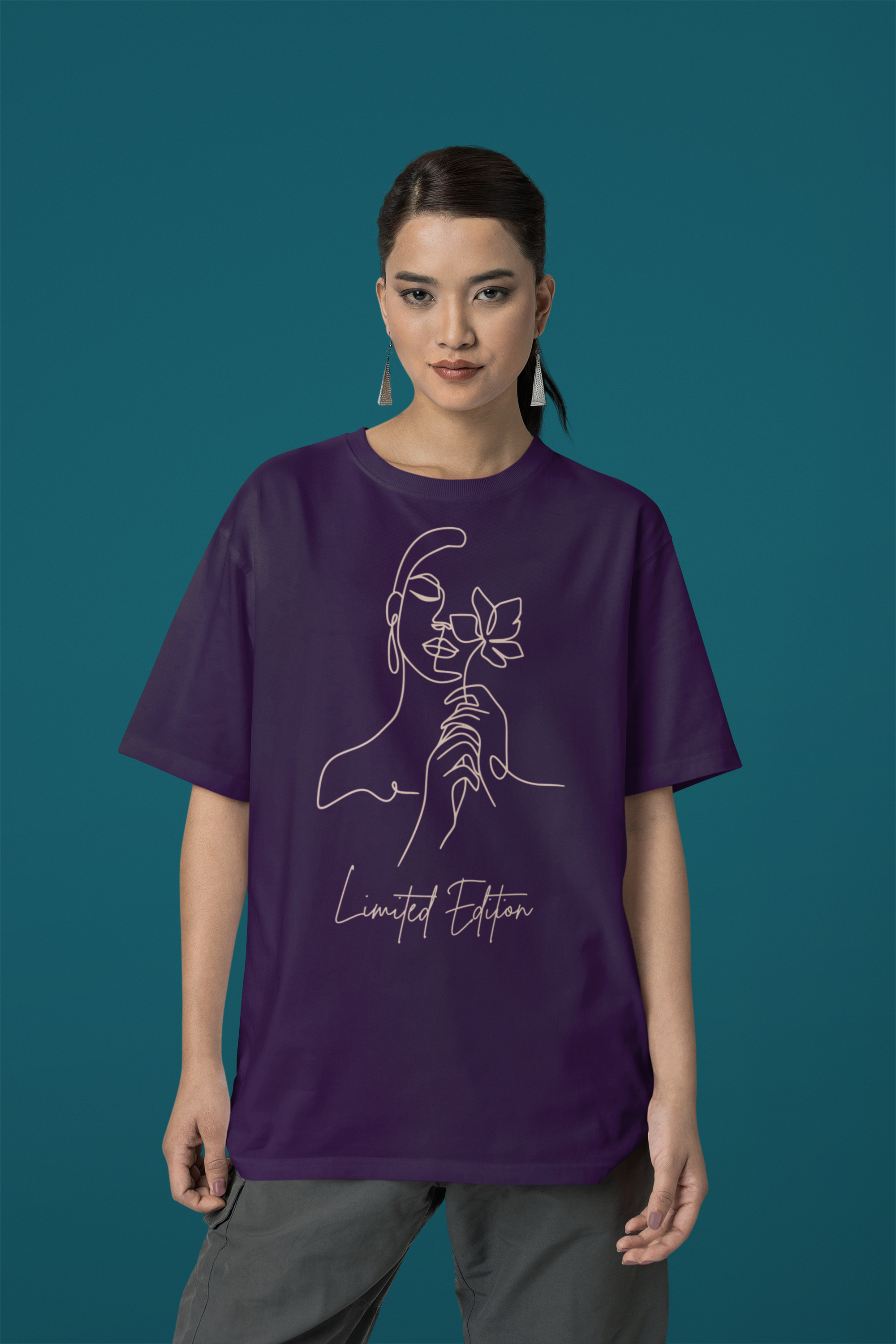 Limited Edition Women's Oversized Cotton T-shirt with Minimalistic Women