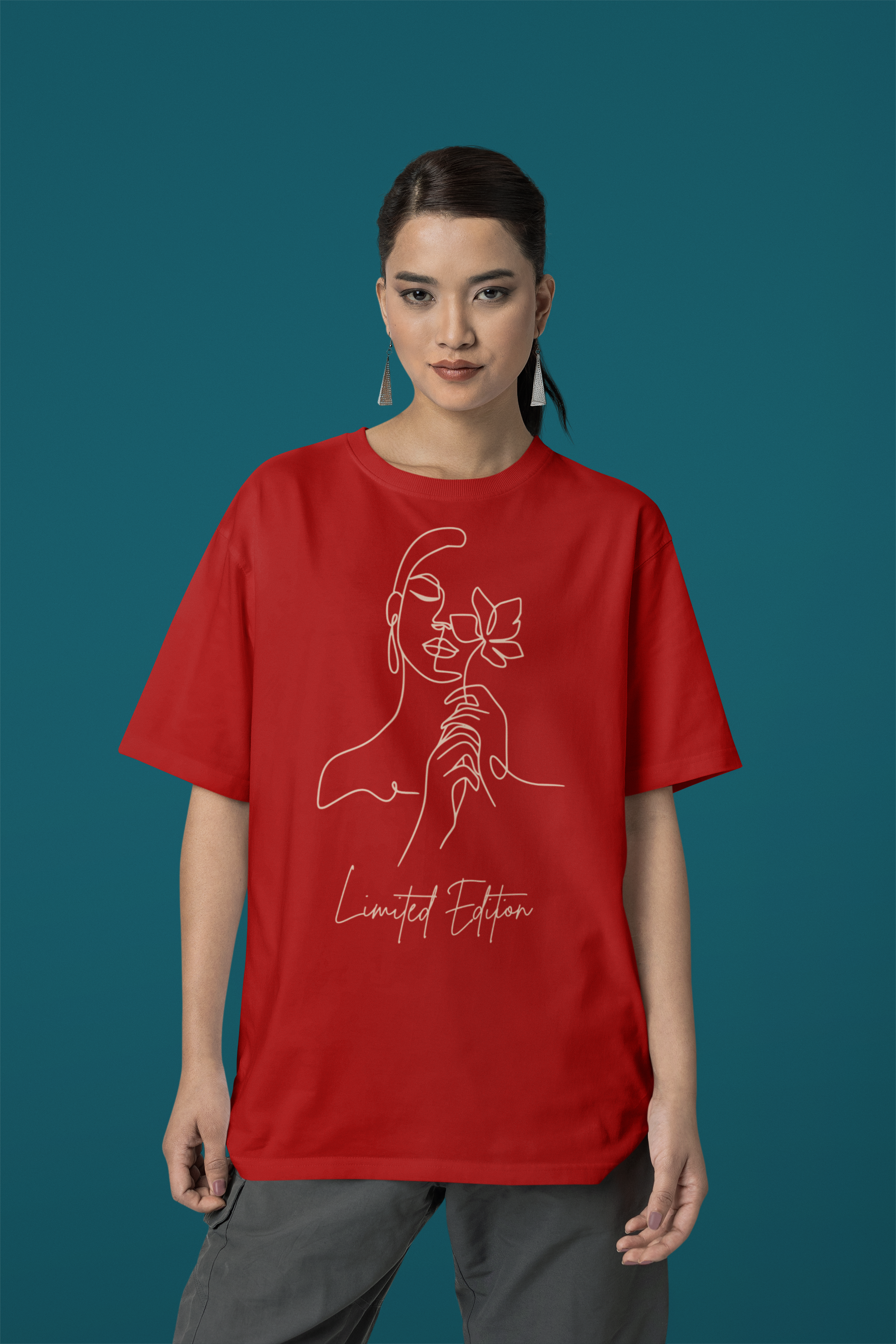 Limited Edition Women's Oversized Cotton T-shirt with Minimalistic Women