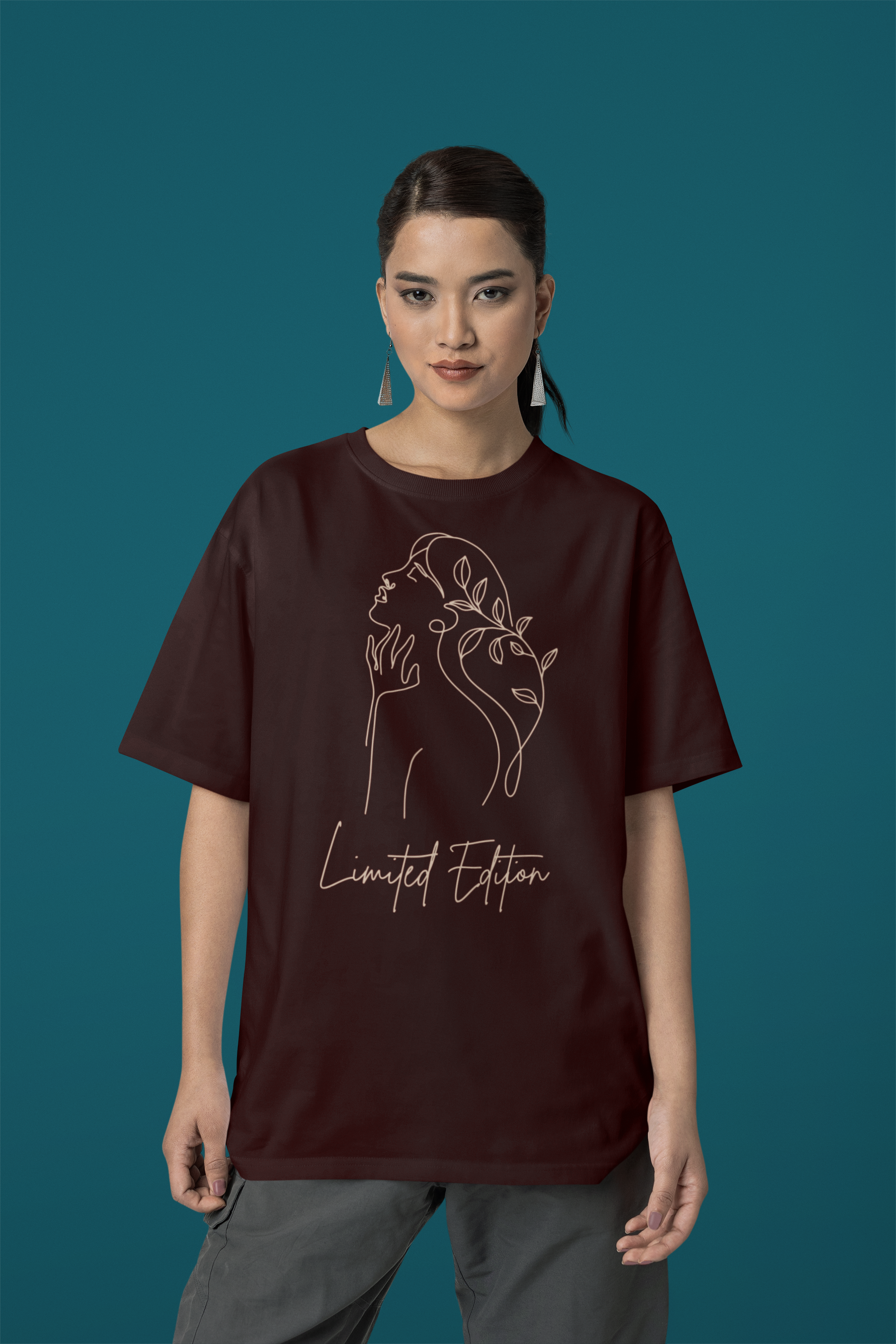 Women's  Limited Edition oversized  t-shirt with Woman Outline Design