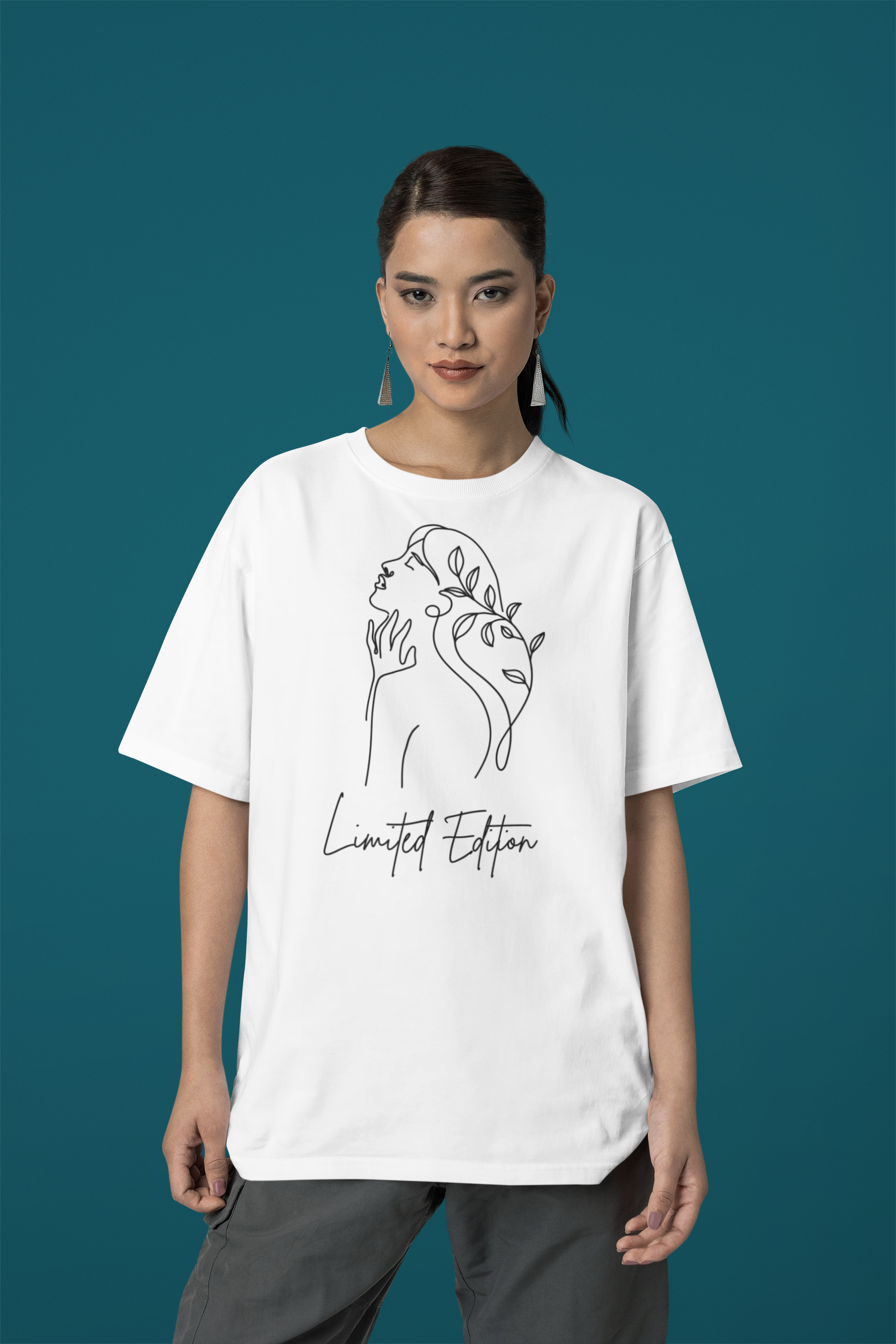 Women's  Limited Edition oversized  t-shirt with Woman Outline Design