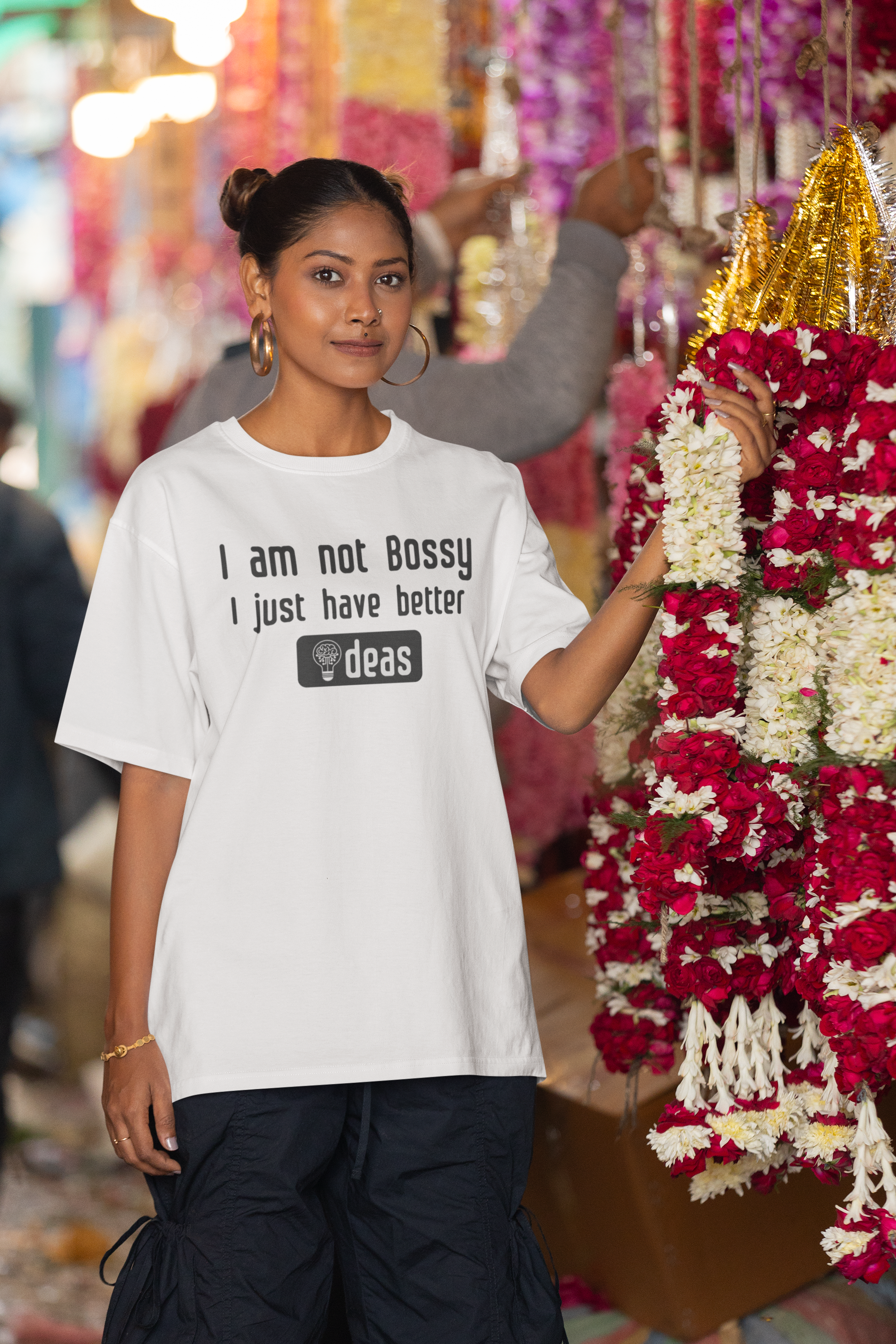 "I am not Bossy, I have Better Ideas" - Women's Cotton Oversized T-Shirt