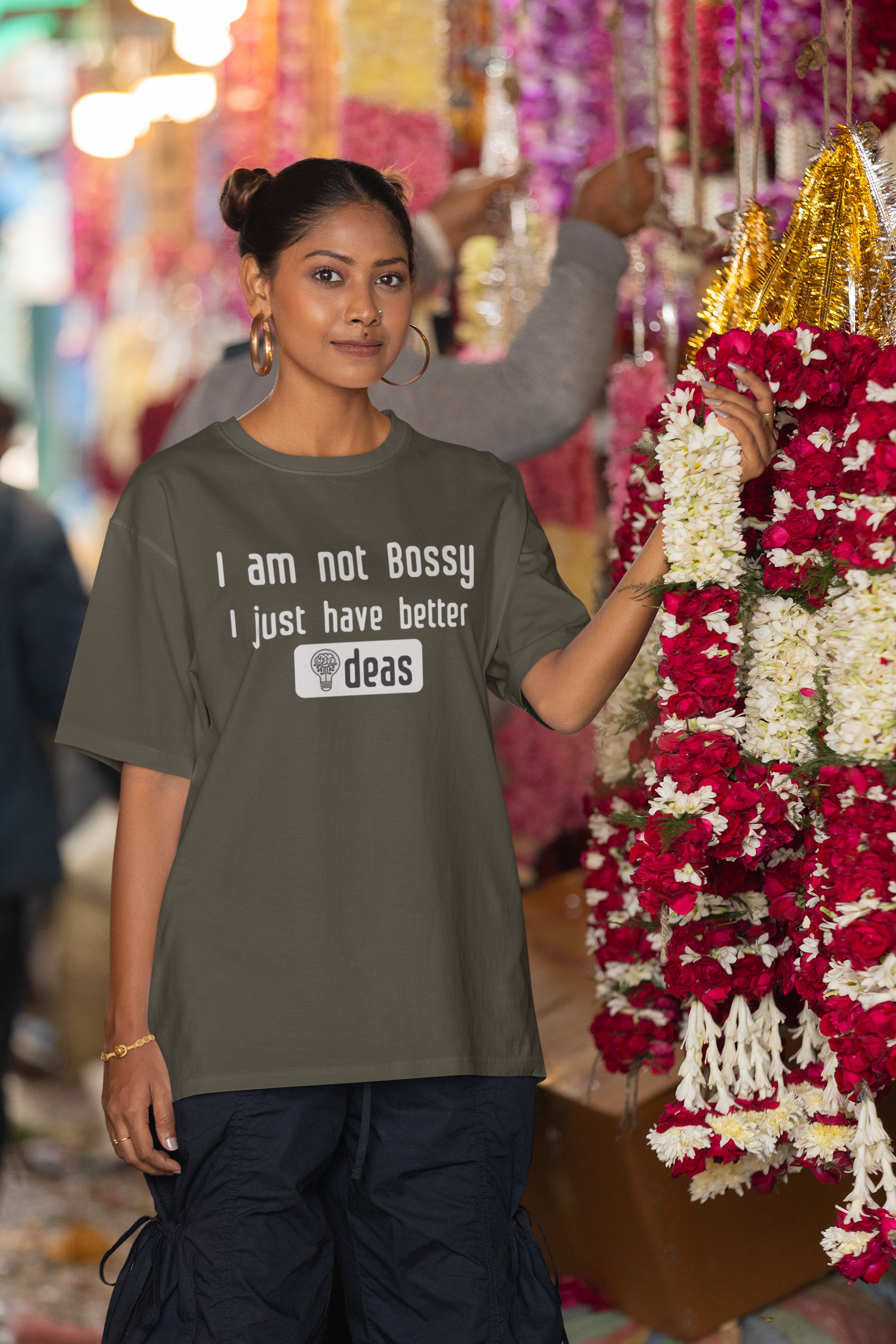 "I am not Bossy, I have Better Ideas" - Women's Cotton Oversized T-Shirt