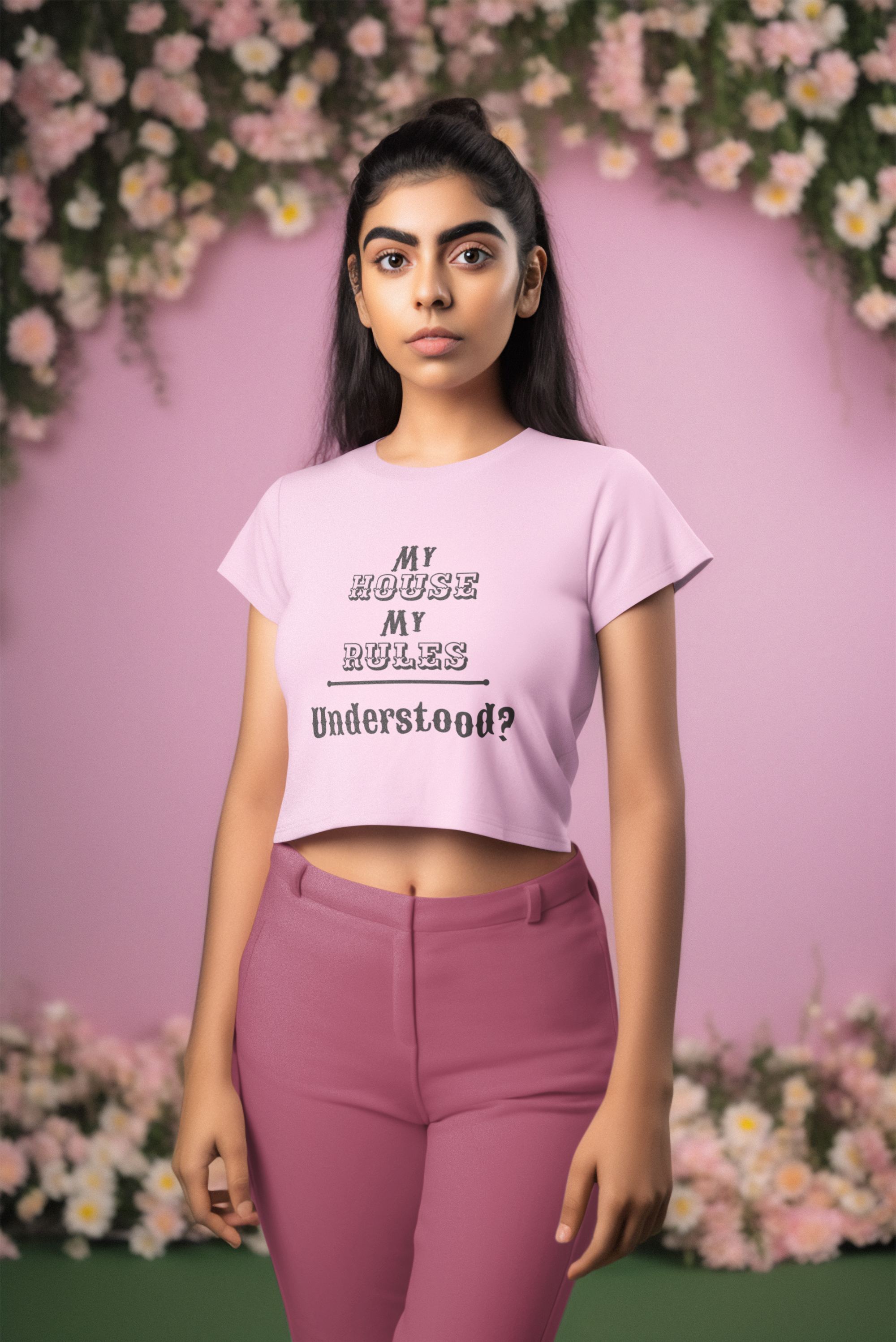 'My House My Rules' Women's Crop Top