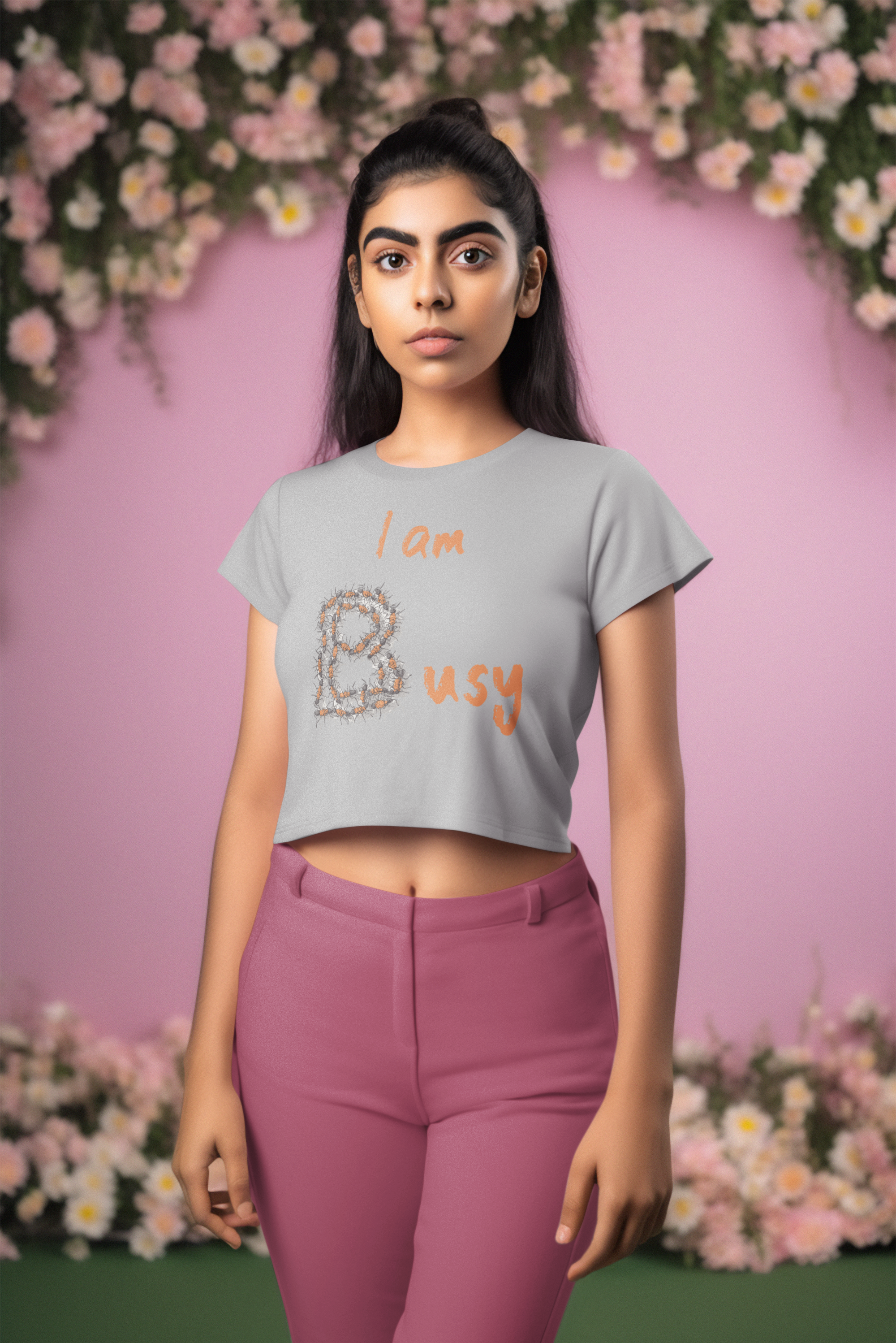 I am busy Women's Graphic Crop Top- Busy Bee