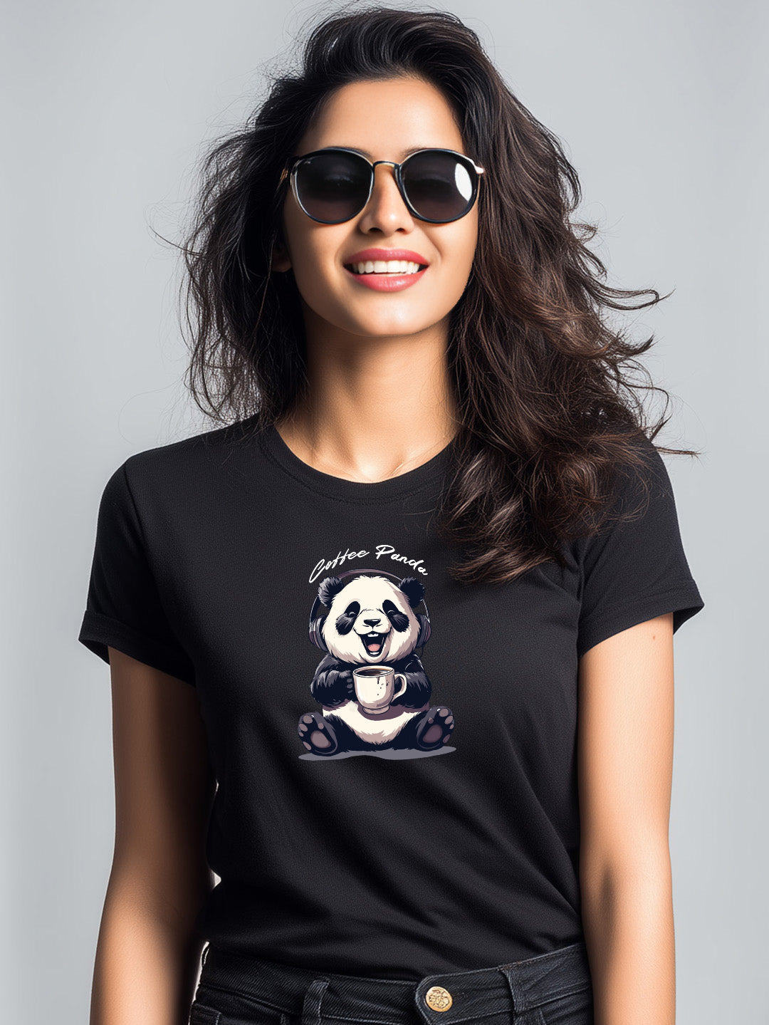 Coffee Panda Women's Graphic Cotton T-Shirt
