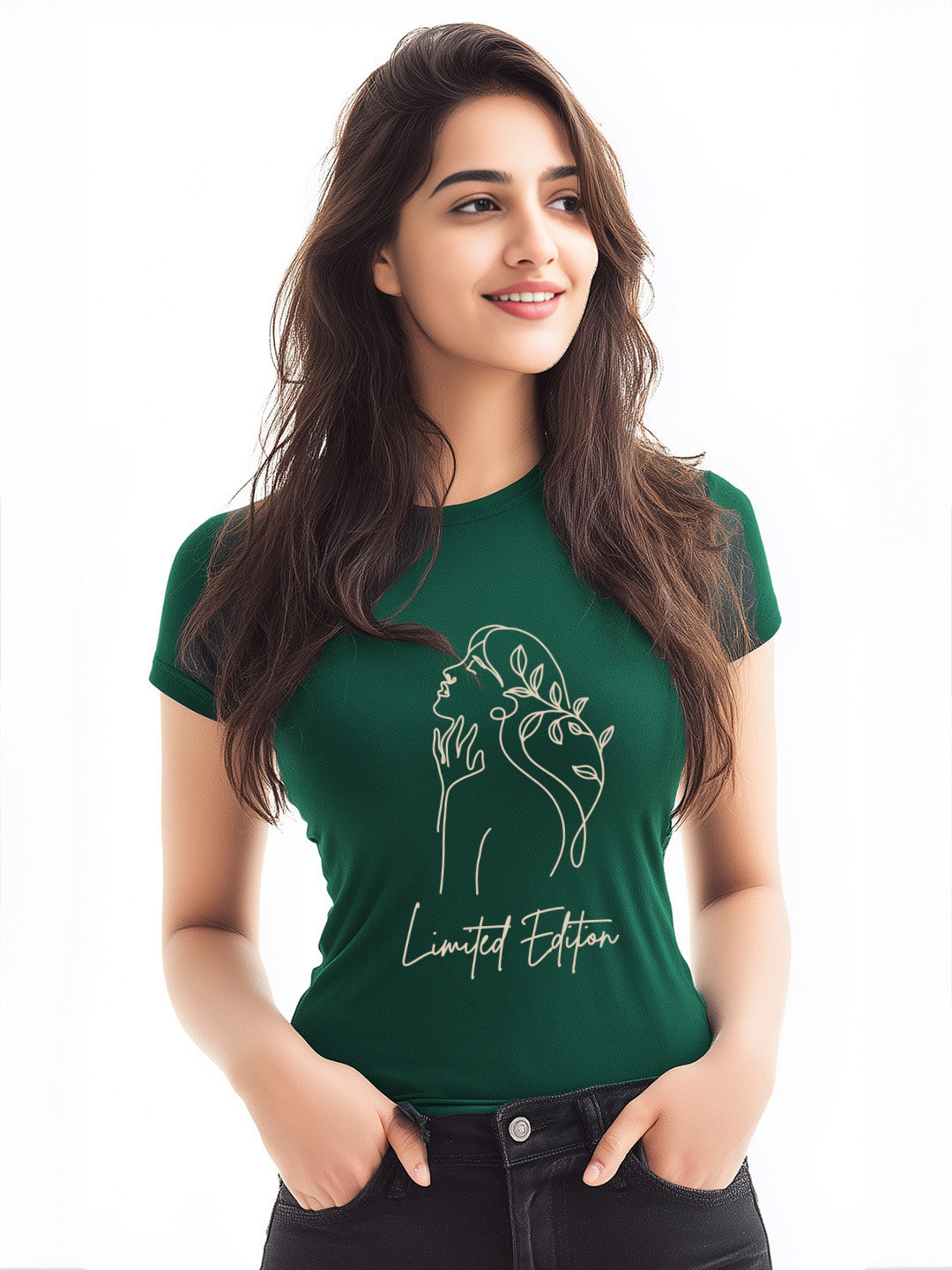 Women's  Limited Edition Cotton tshirt with Woman Outline Design