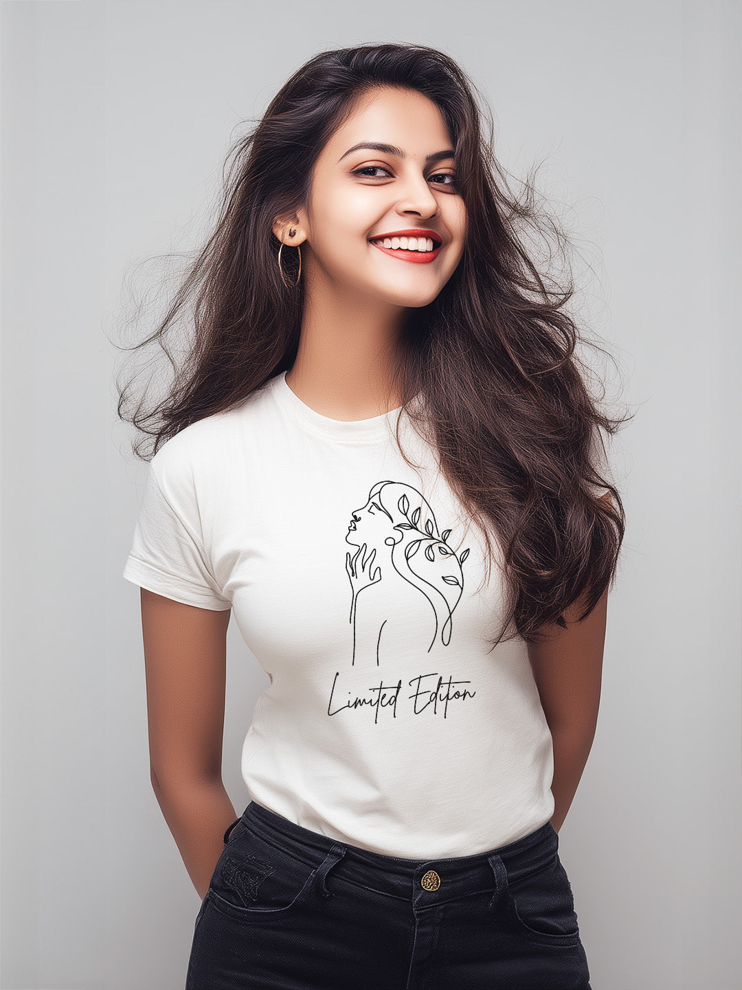 Women's  Limited Edition Cotton tshirt with Woman Outline Design