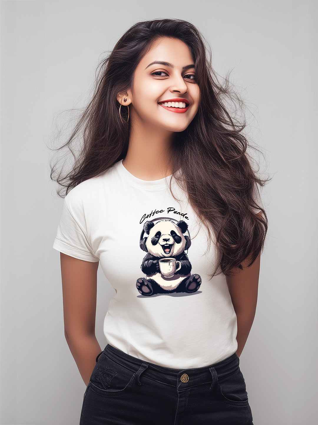 Coffee Panda Women's Graphic Cotton T-Shirt