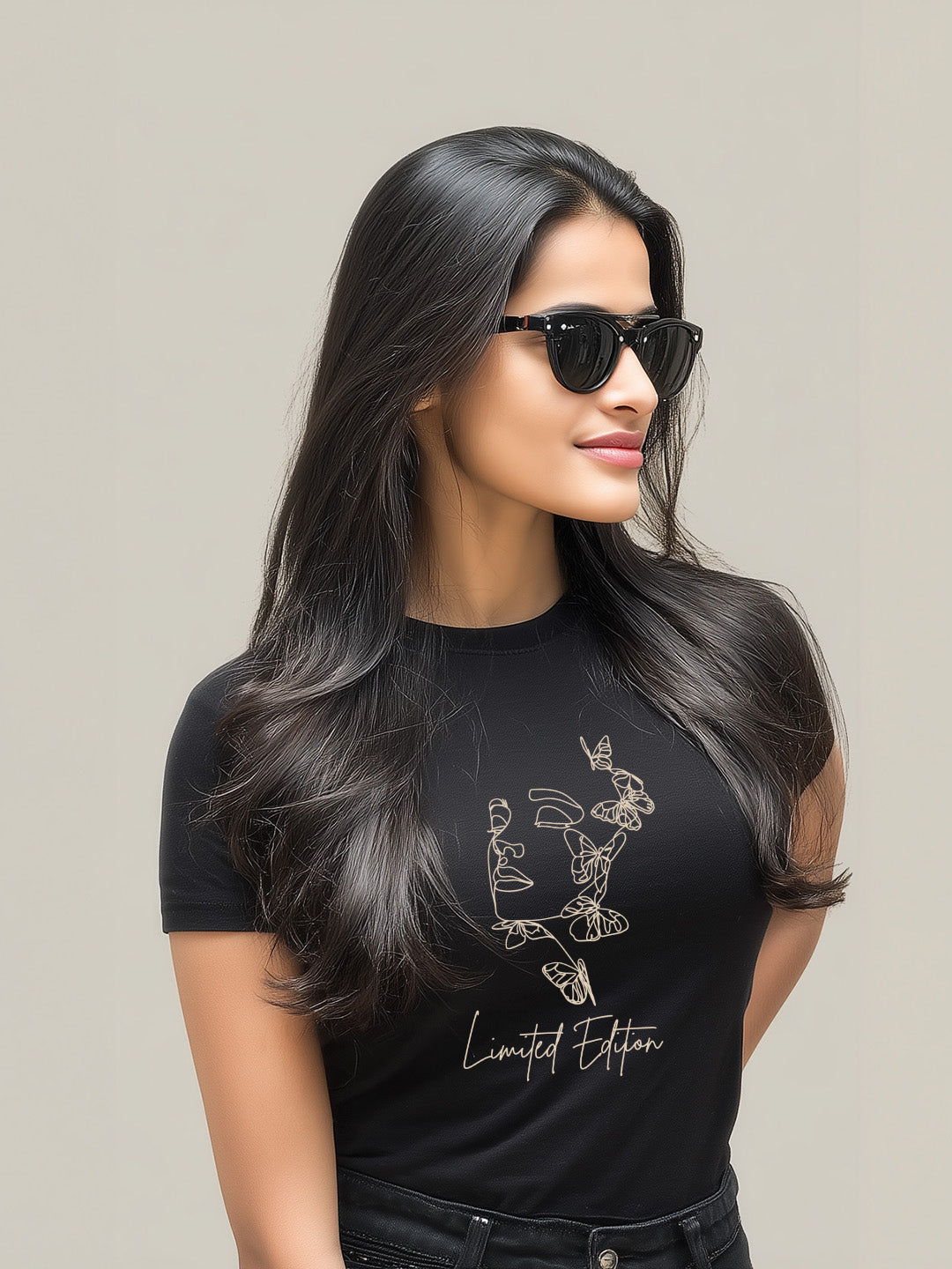 Limited Edition Cotton T-Shirt for women with Minimalistic Woman Outline Design