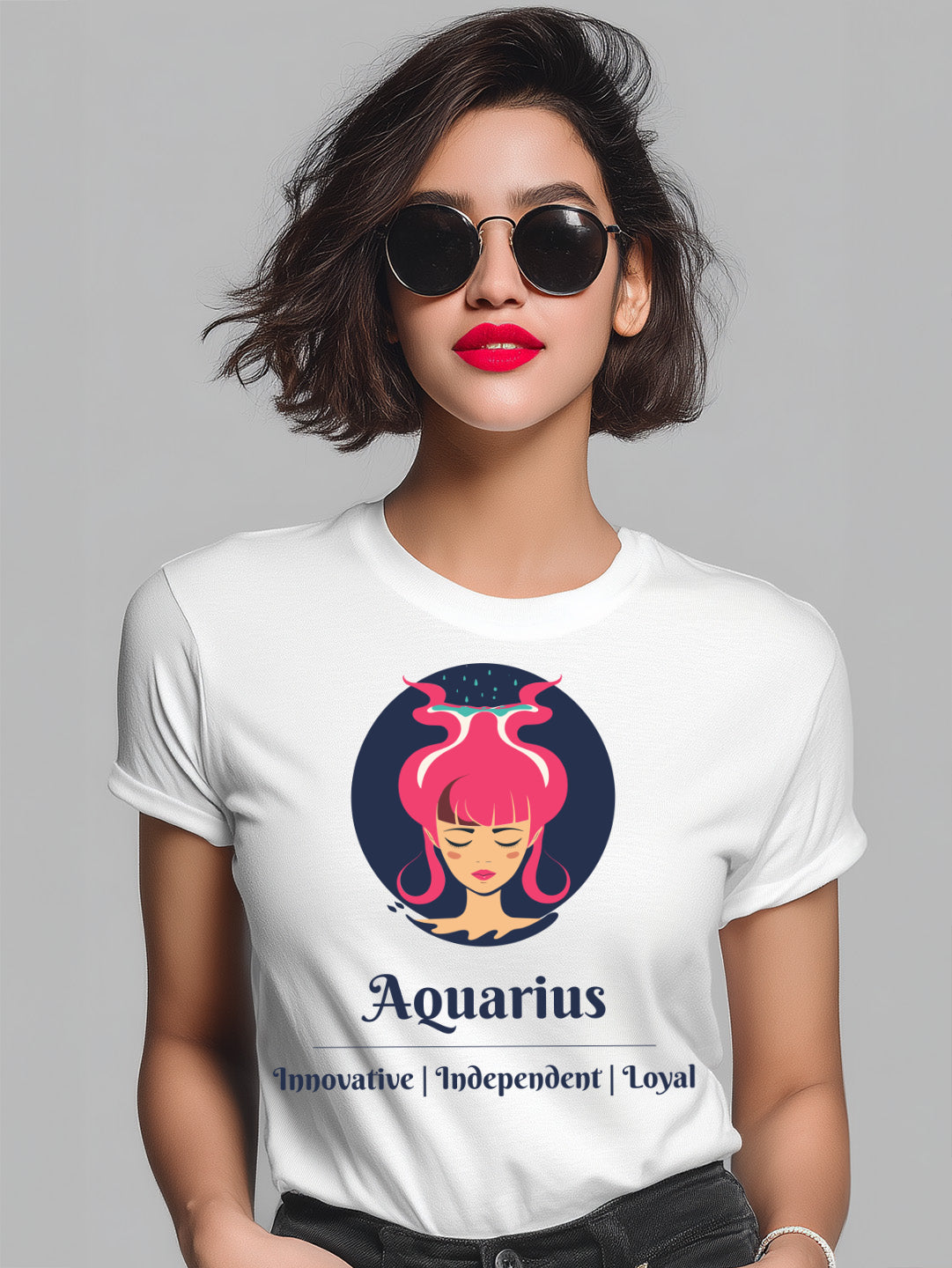 Aquarius- Stylish and Charismatic Zodiac Women's cotton Tee