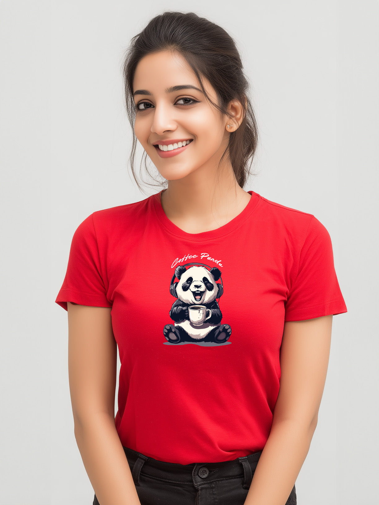 Coffee Panda Women's Graphic Cotton T-Shirt