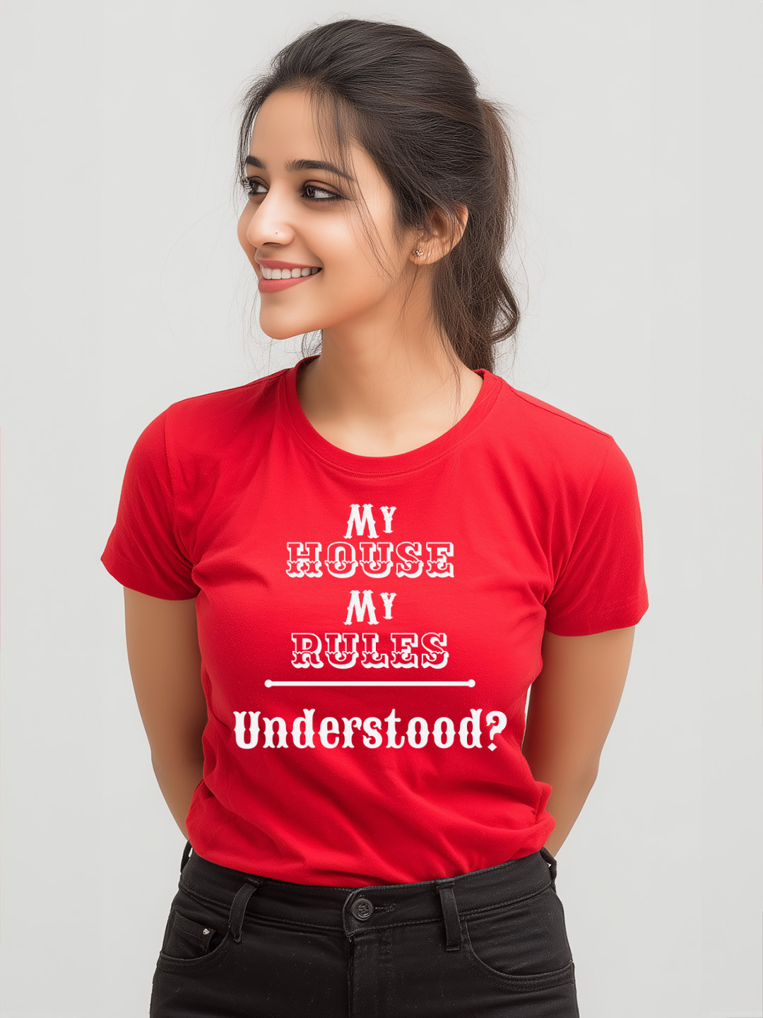 My House My Rules Women's Graphic Cotton T-Shirt