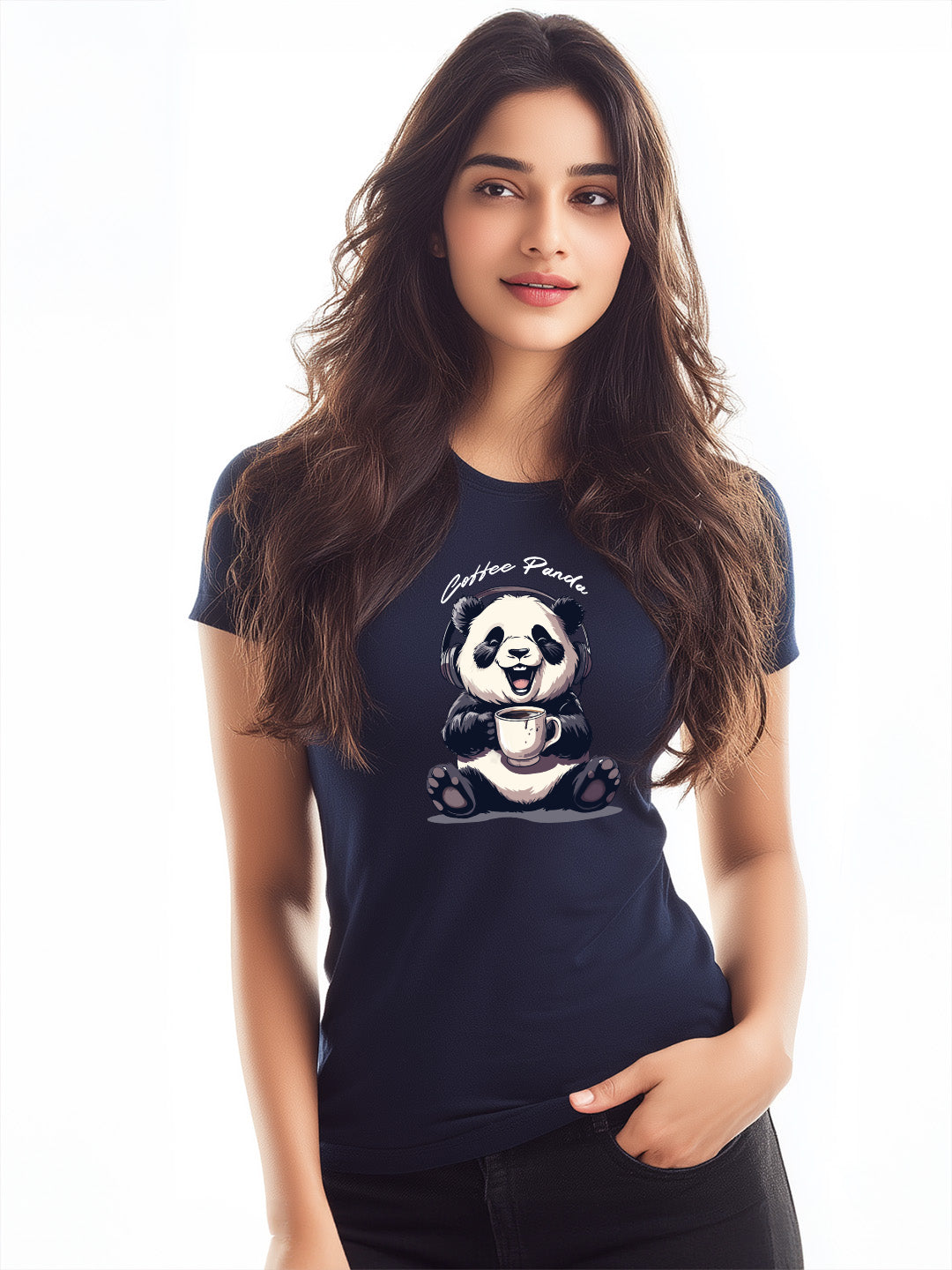 Coffee Panda Women's Graphic Cotton T-Shirt