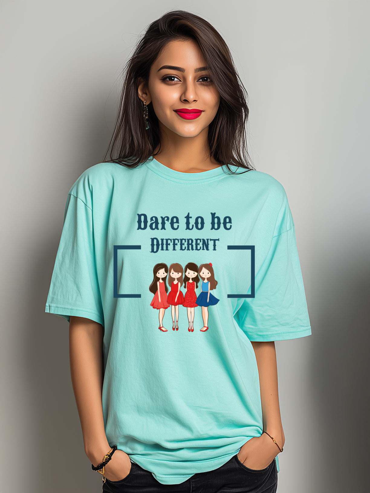 ' Dare to be Different' Cotton Women's Oversized T-Shirt