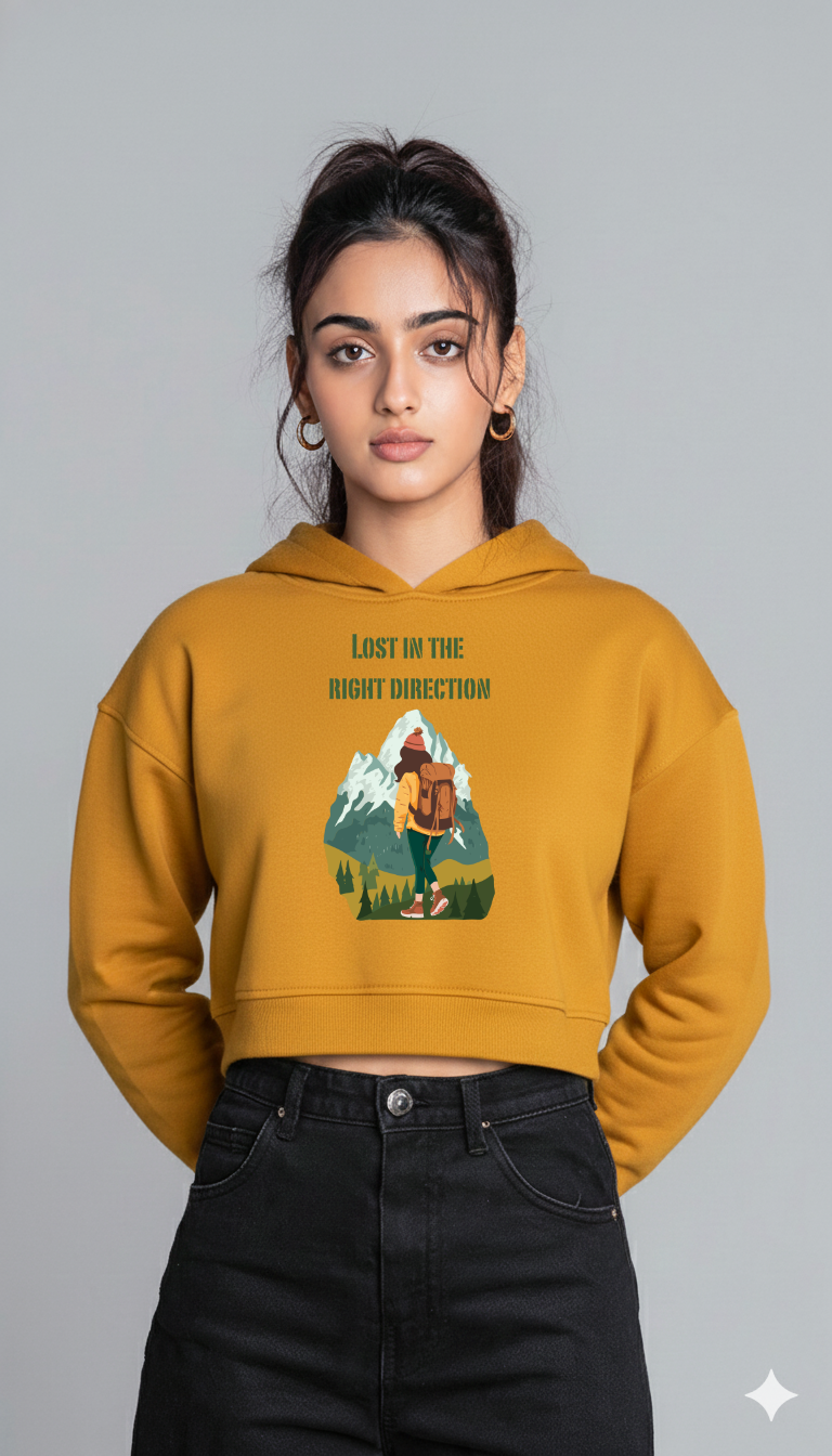 Lost in the Right Direction – Women’s Crop Hoodie | Storeily Winter Collection