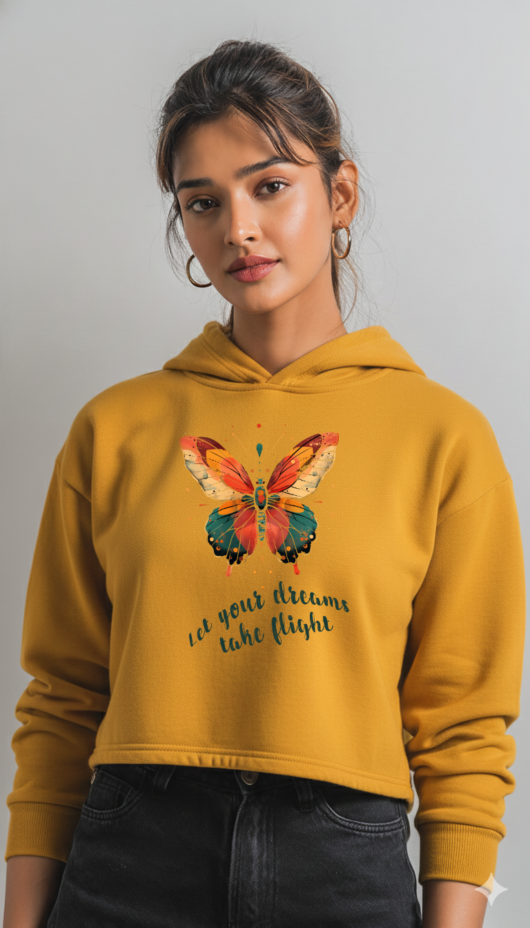 Let Your Dreams Take Flight – Women’s Crop Hoodie | Storeily Winter Collection