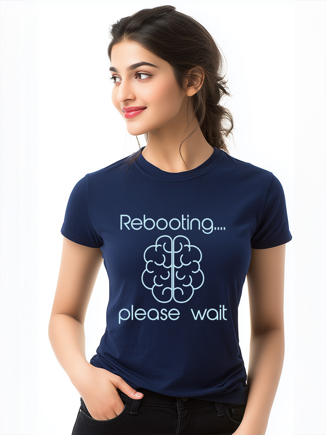 Style yourself with  "Rebooting...Please Wait" Women's Cotton T-Shirts