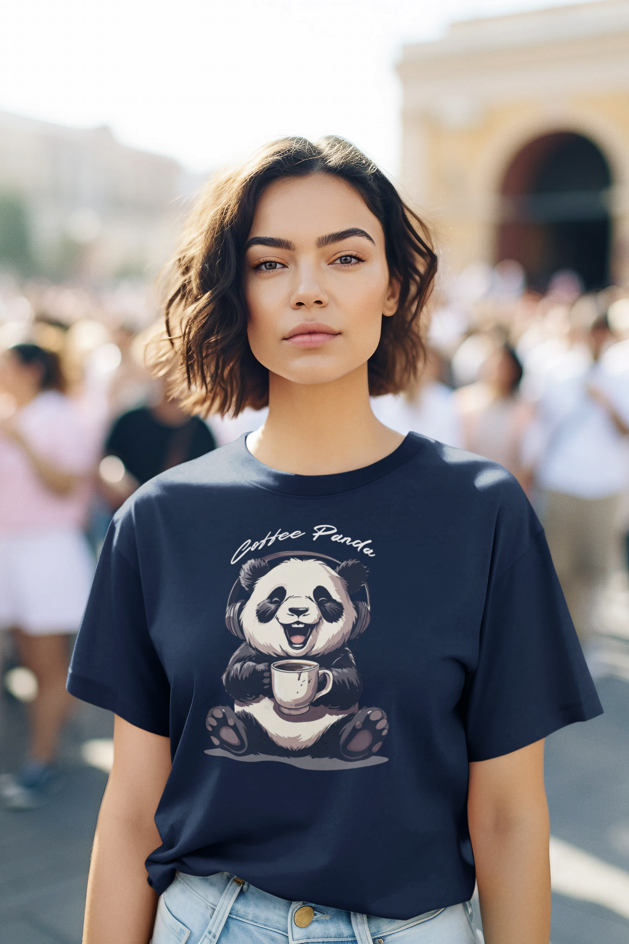 Coffee Panda Women's Graphic Cotton T-Shirt