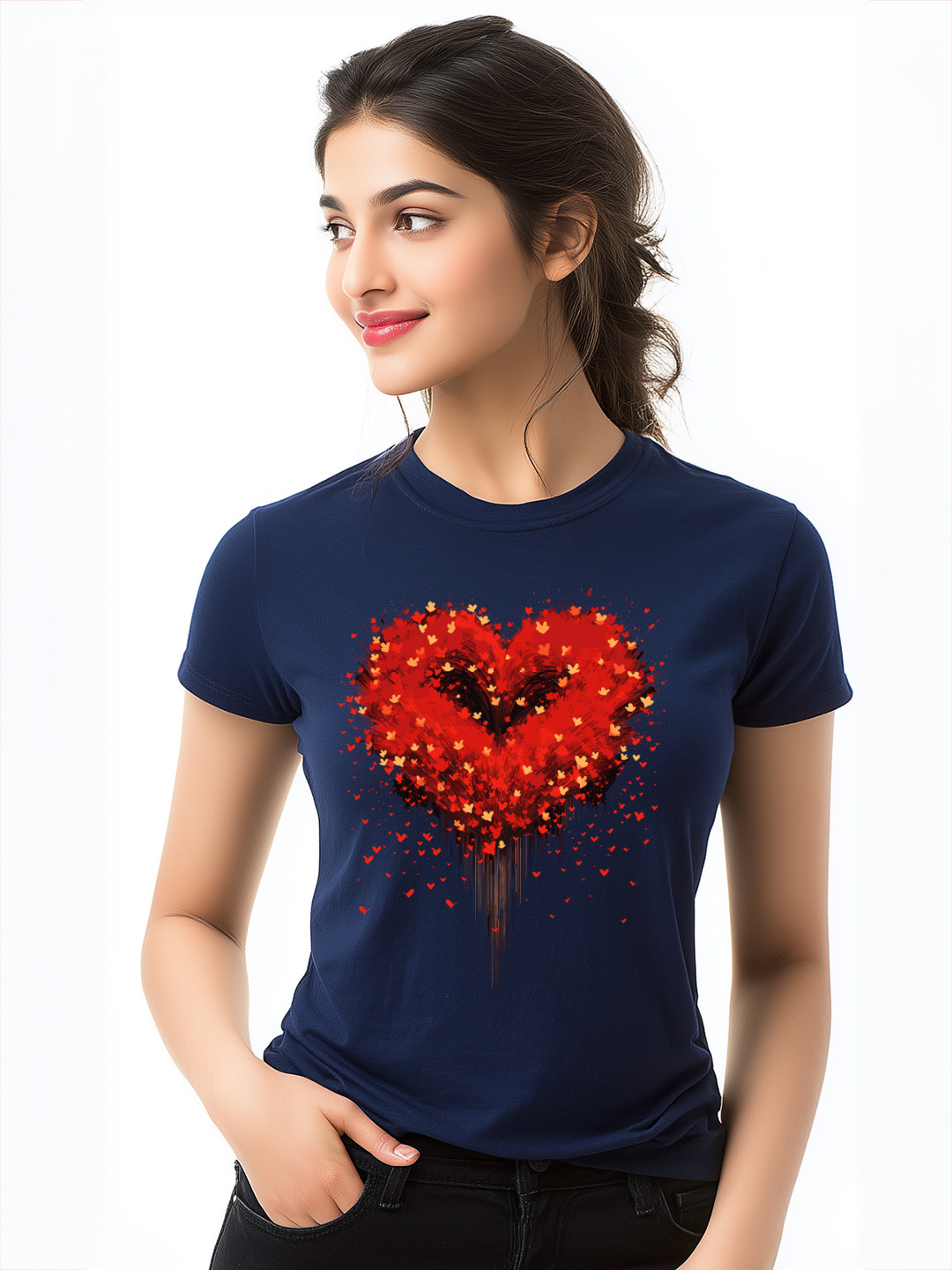 Radiant Love Women's Sparkling Heart Cotton T-Shirt