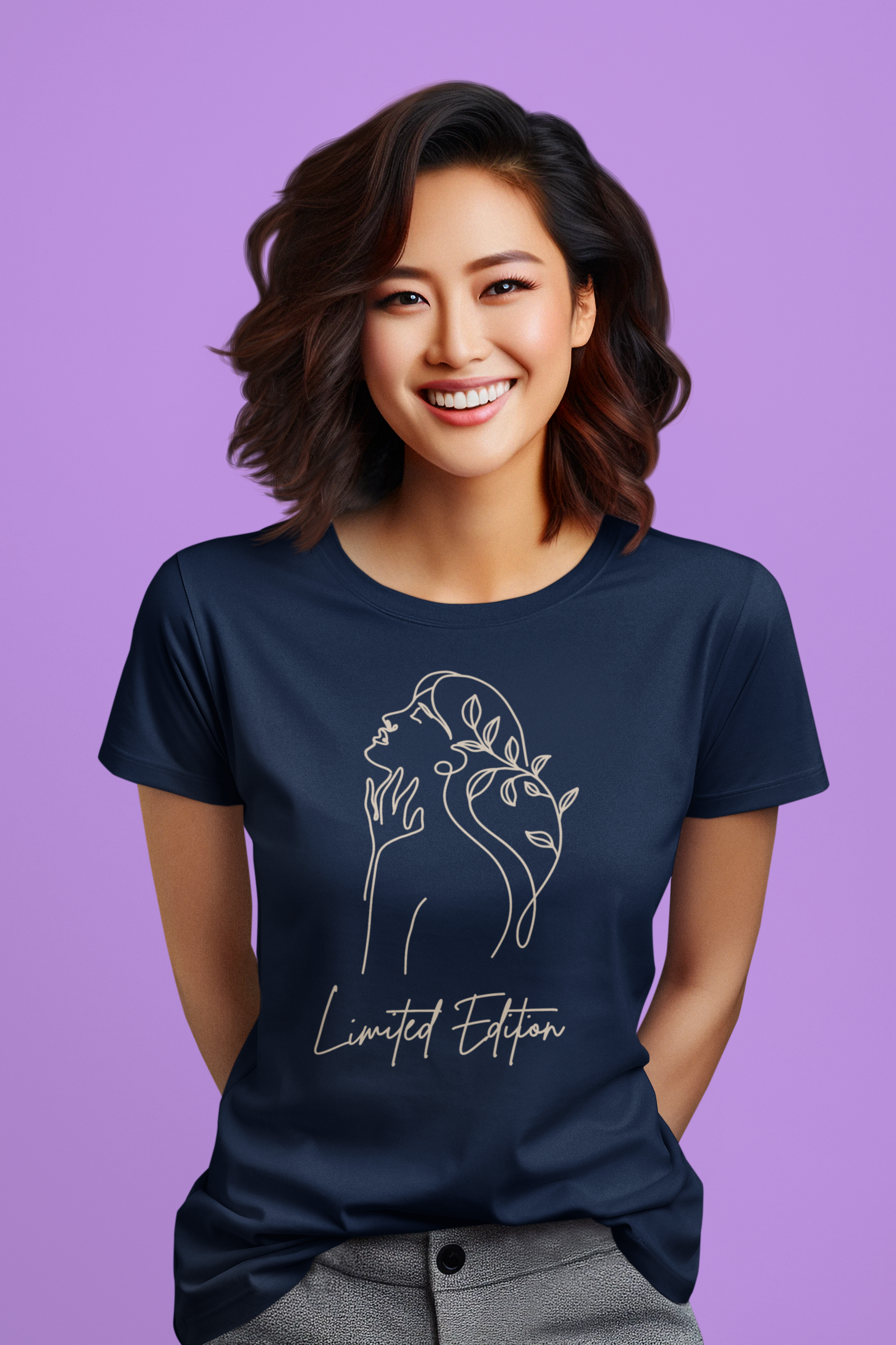 Women's  Limited Edition Cotton tshirt with Woman Outline Design
