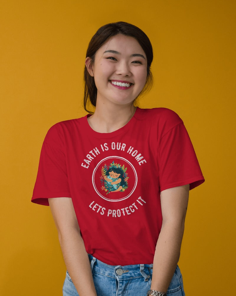 "Earth Is Our Home: Let's Protect It" Women's Cotton T-Shirt