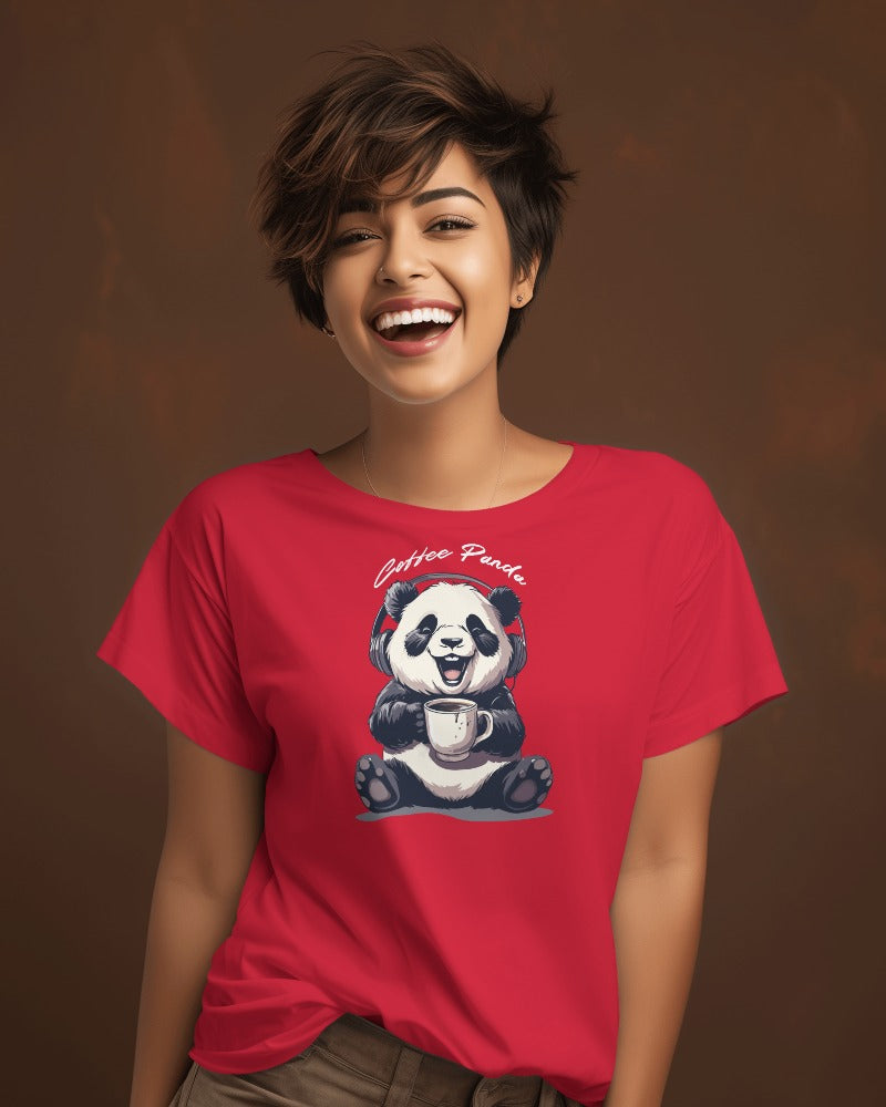 Coffee Panda Women's Graphic Cotton T-Shirt